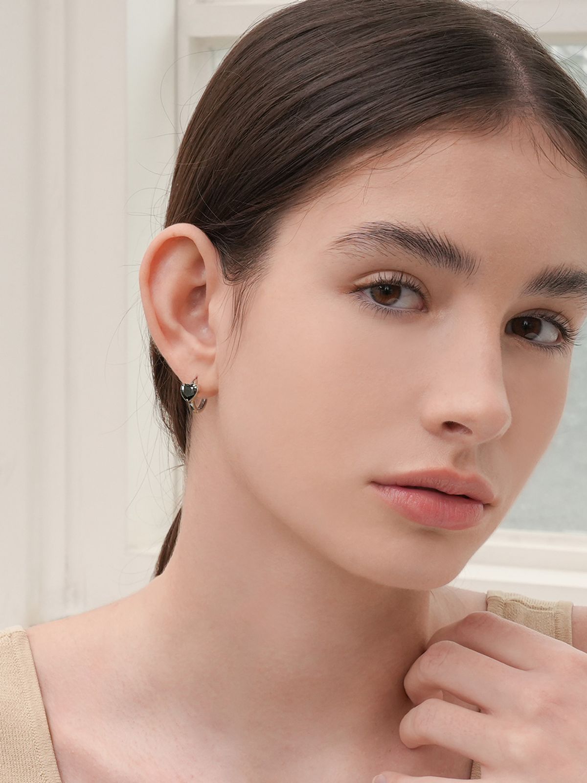미니멀피어싱(MINIMALPIERCING) 하트 큐빅 원터치 링 써지컬 피어싱