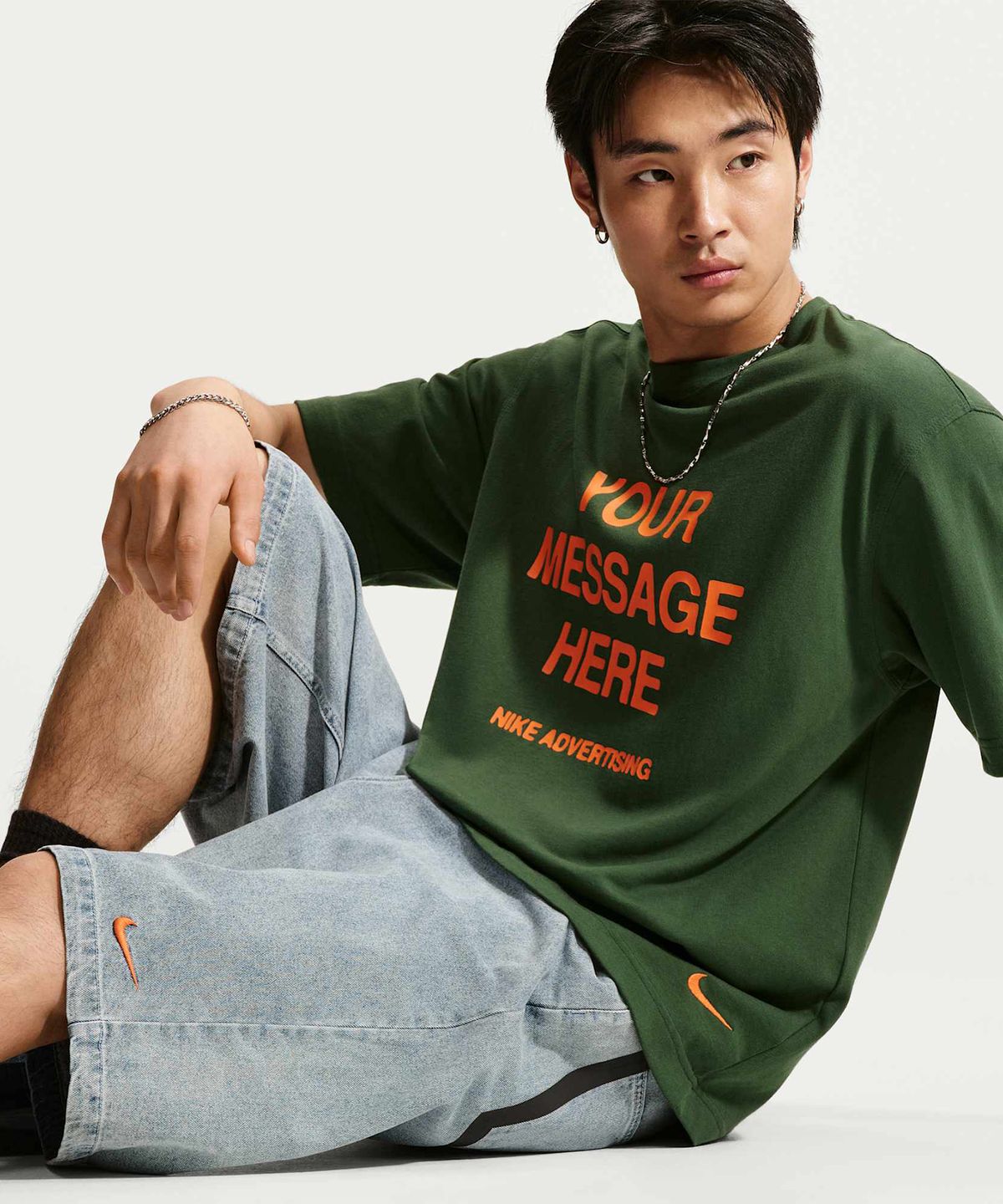 나이키(NIKE) 스포츠웨어 인디고 데님 쇼츠 M - 블루 데님:블랙:세이프티 오렌지 / IR8196-485