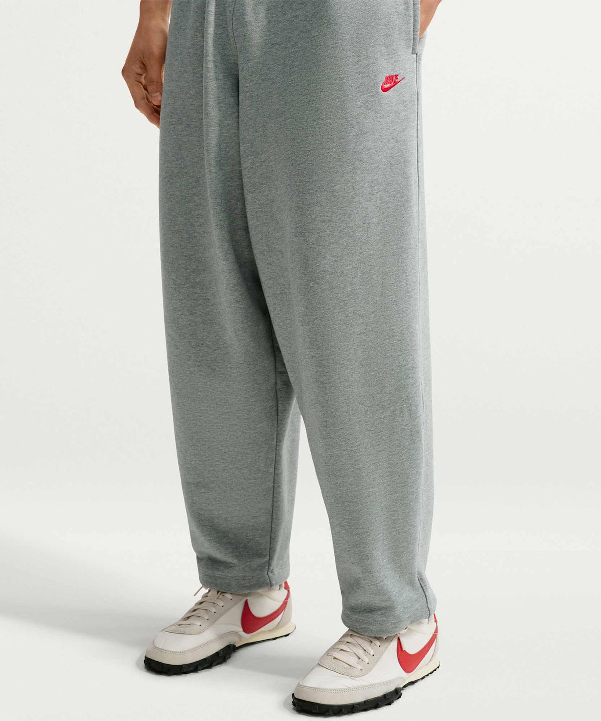 나이키(NIKE) 스포츠웨어 클럽 오버사이즈 프렌치 테리 팬츠 M - 다크 그레이 헤더:라이트 스모크 그레이:유니버시티 레드 / IF0722-064