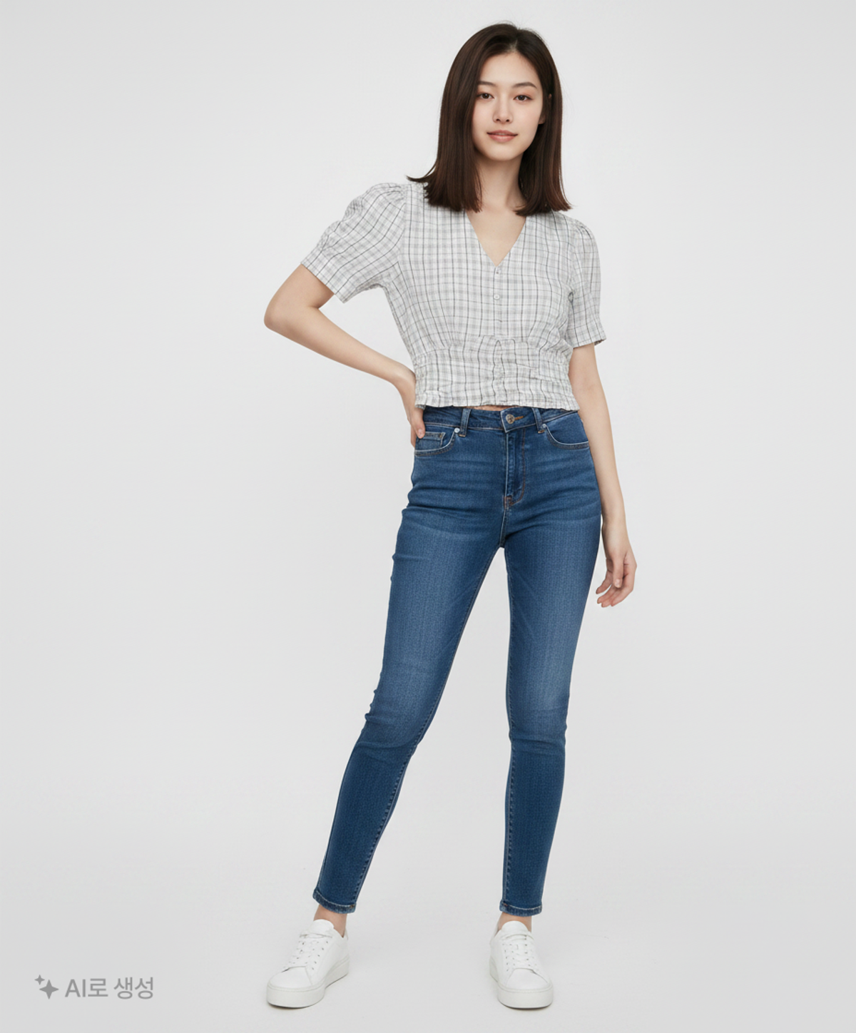 미쏘(MIXXO) 브이넥 밴딩 크롭 블라우스 MIWBWB815C S