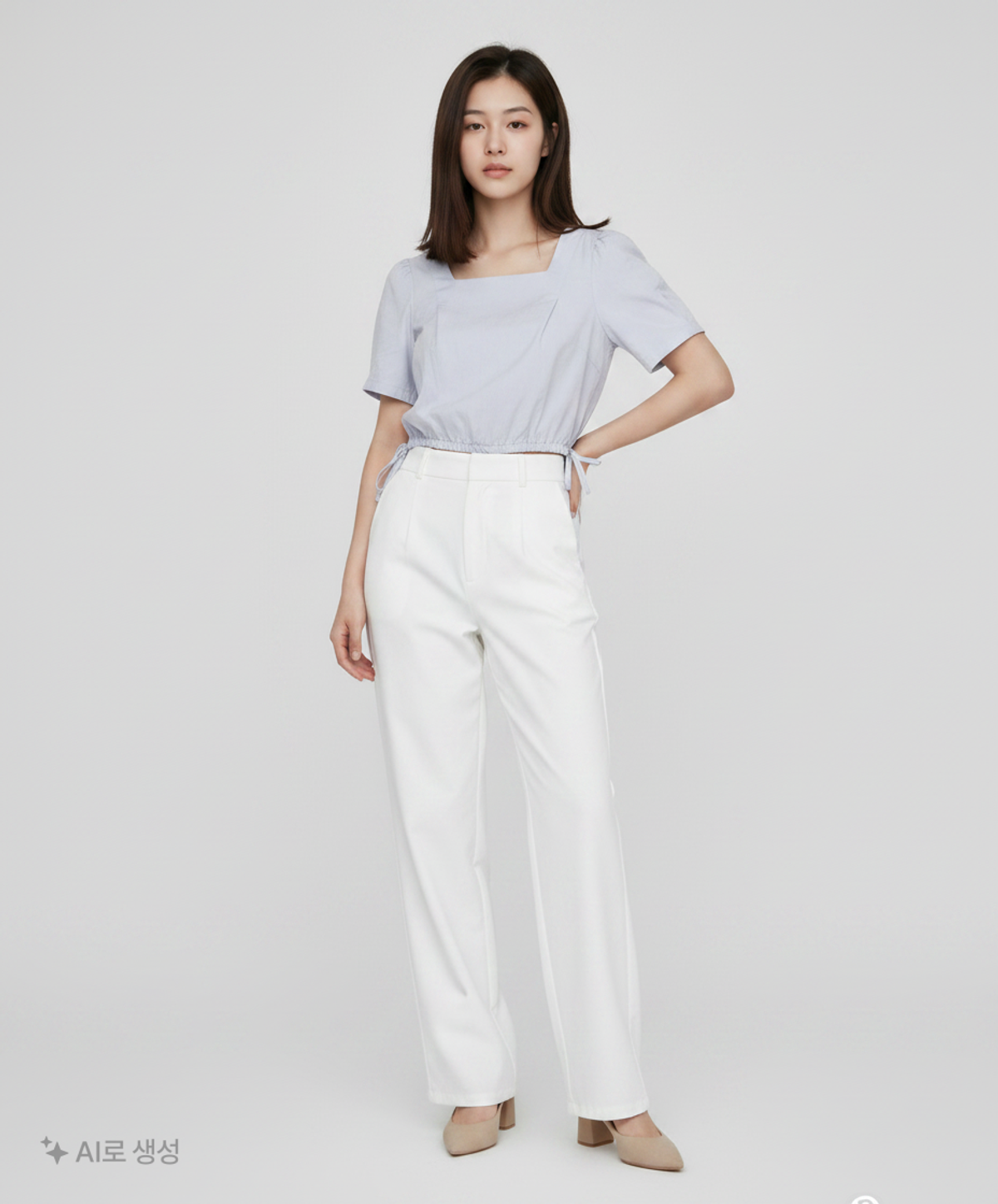 미쏘(MIXXO) 스퀘어넥 크롭 블라우스 MIWBWB61QC S