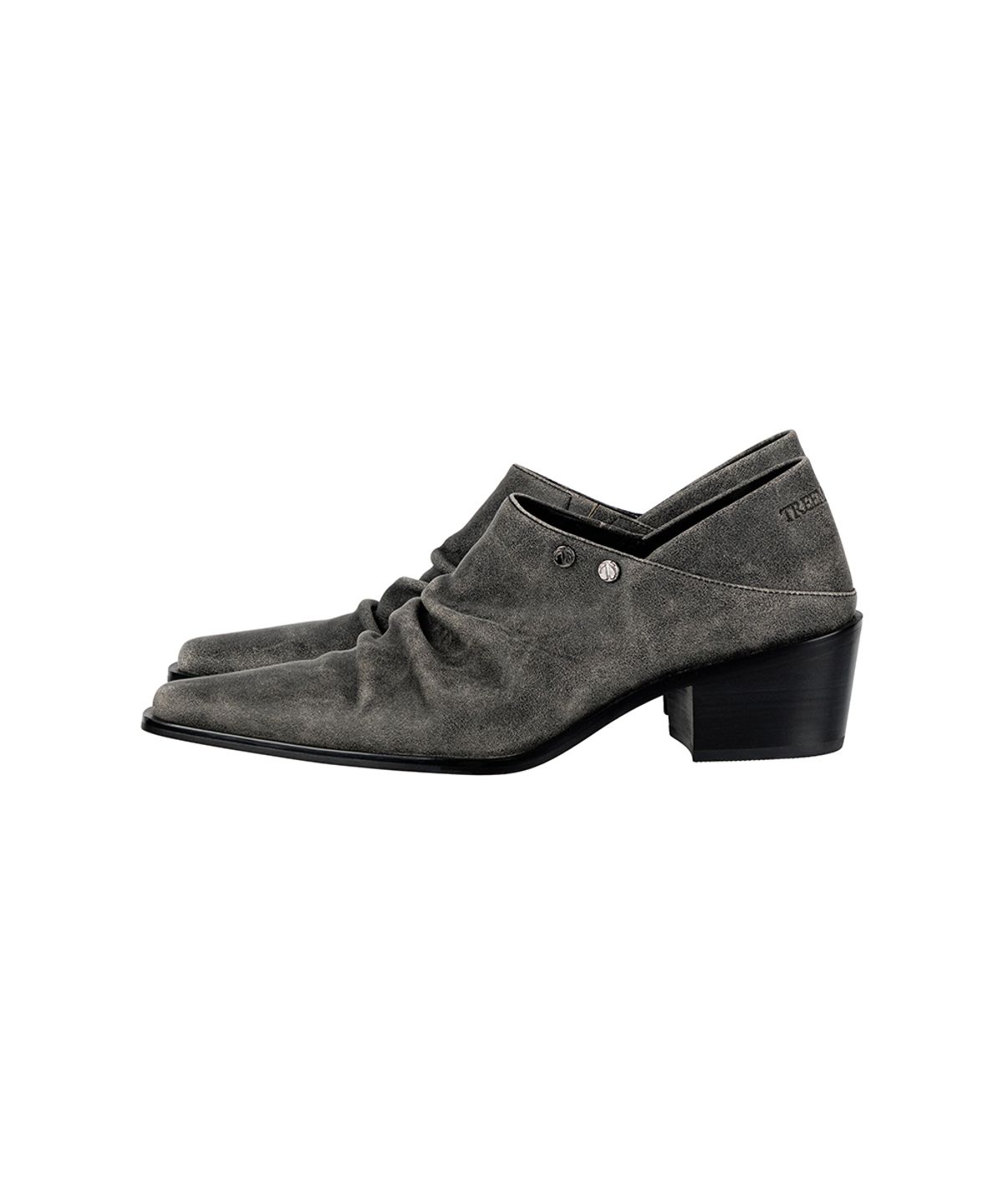 트리밍버드(TREEMINGBIRD) Ruched Leather Babouche [ Gray ]
