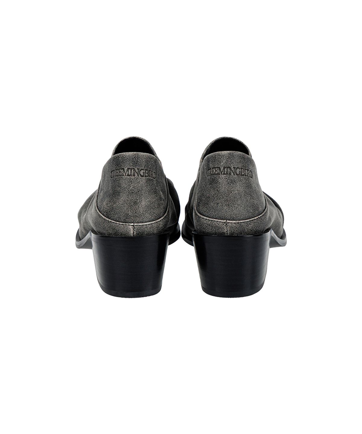 트리밍버드(TREEMINGBIRD) Ruched Leather Babouche [ Gray ]