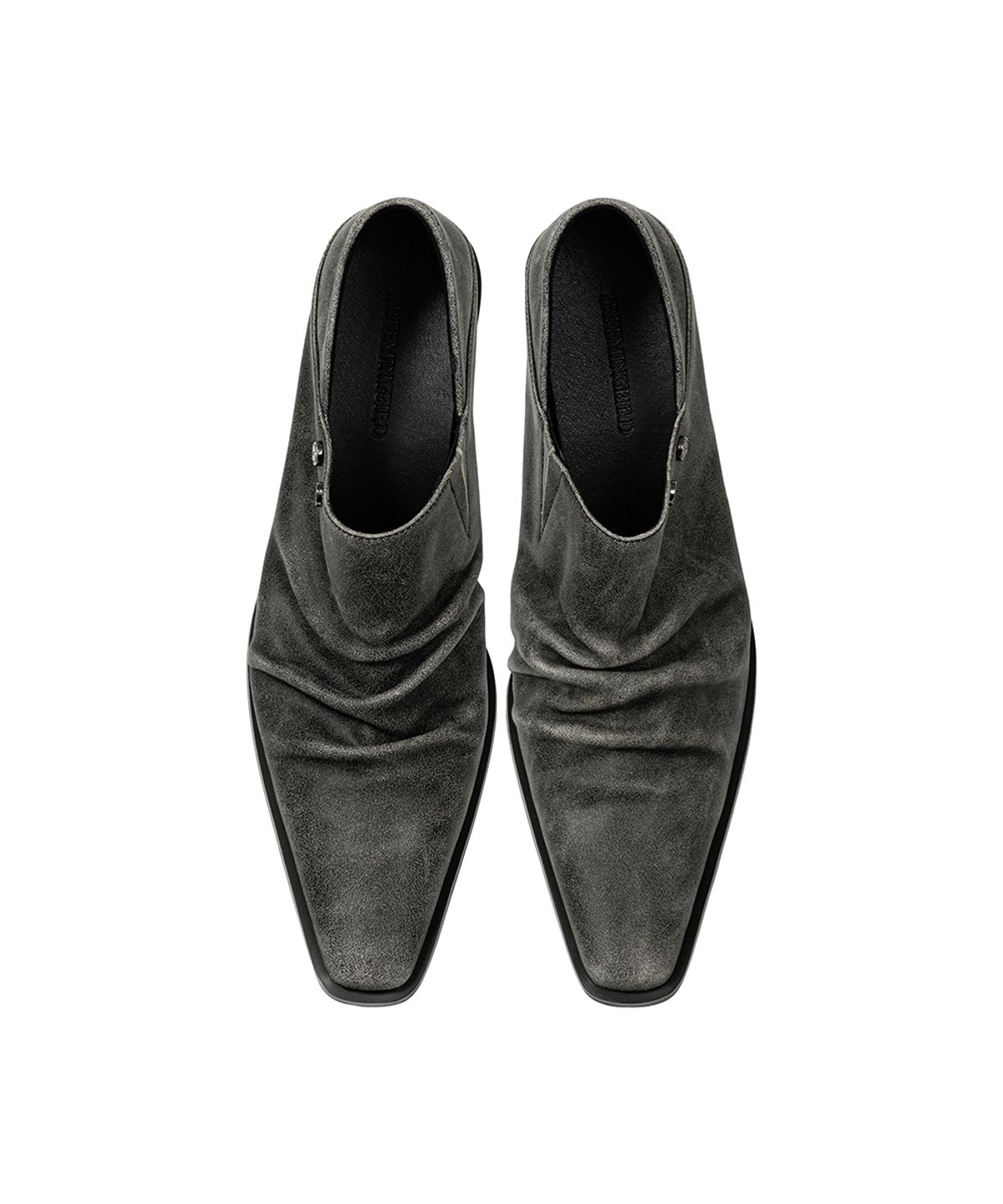 트리밍버드(TREEMINGBIRD) Ruched Leather Babouche [ Gray ]