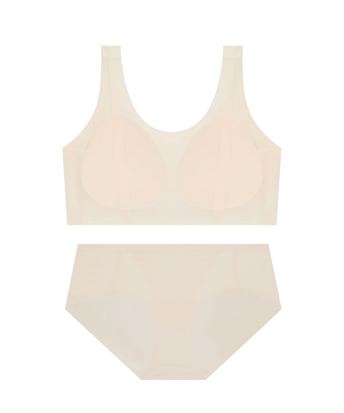 게스언더웨어(GUESS UNDERWEAR) 소프트에어 후크리스 브라 팬티 세트 - 베이지