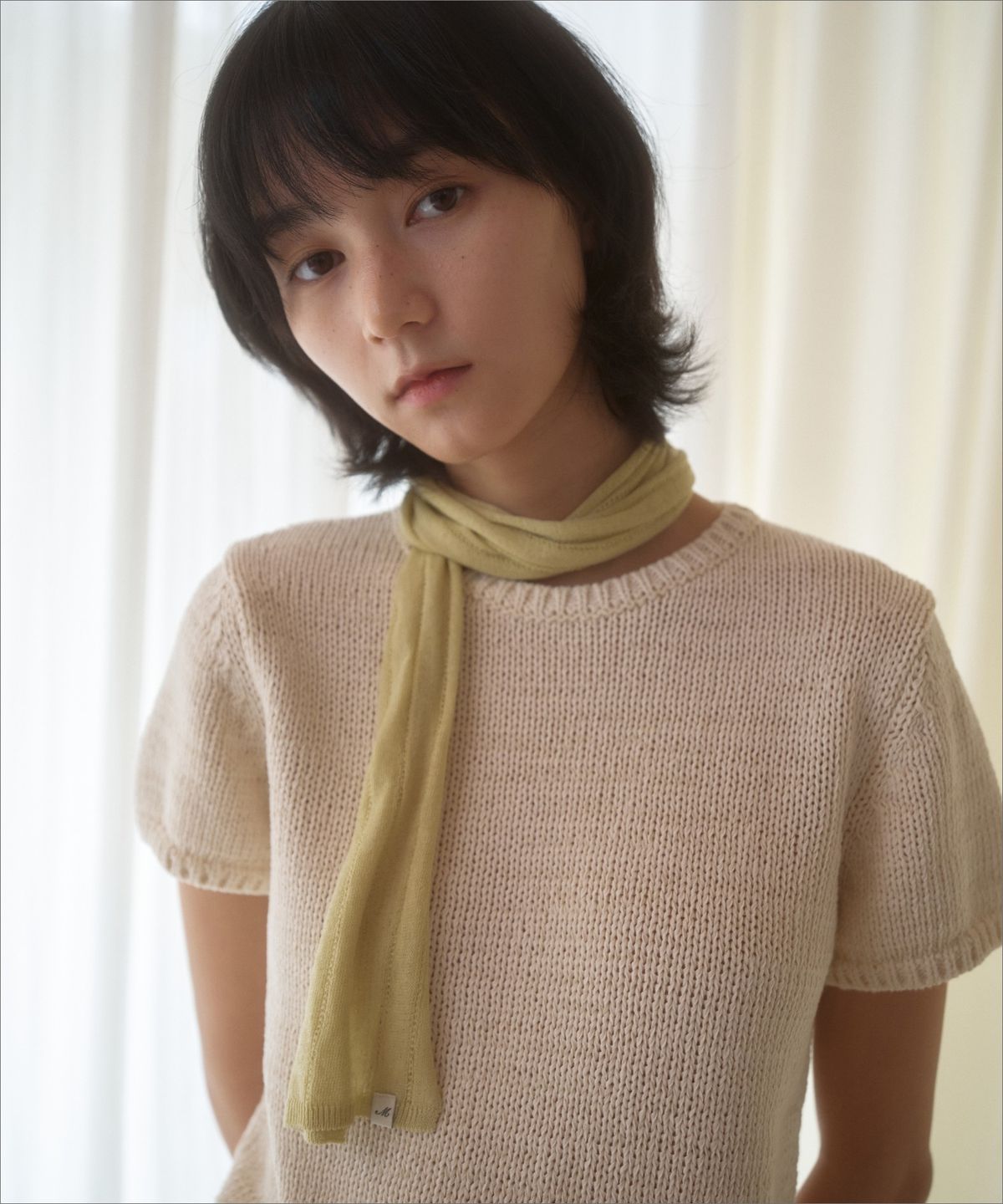 망고매니플리즈(MANGO MANY PLEASE) BAIA LINEN SCARF_LIGHT GREEN