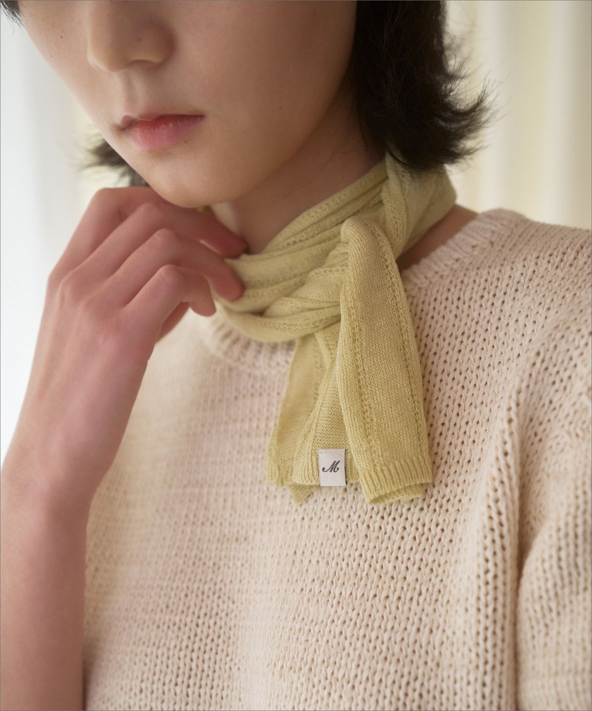망고매니플리즈(MANGO MANY PLEASE) BAIA LINEN SCARF_LIGHT GREEN