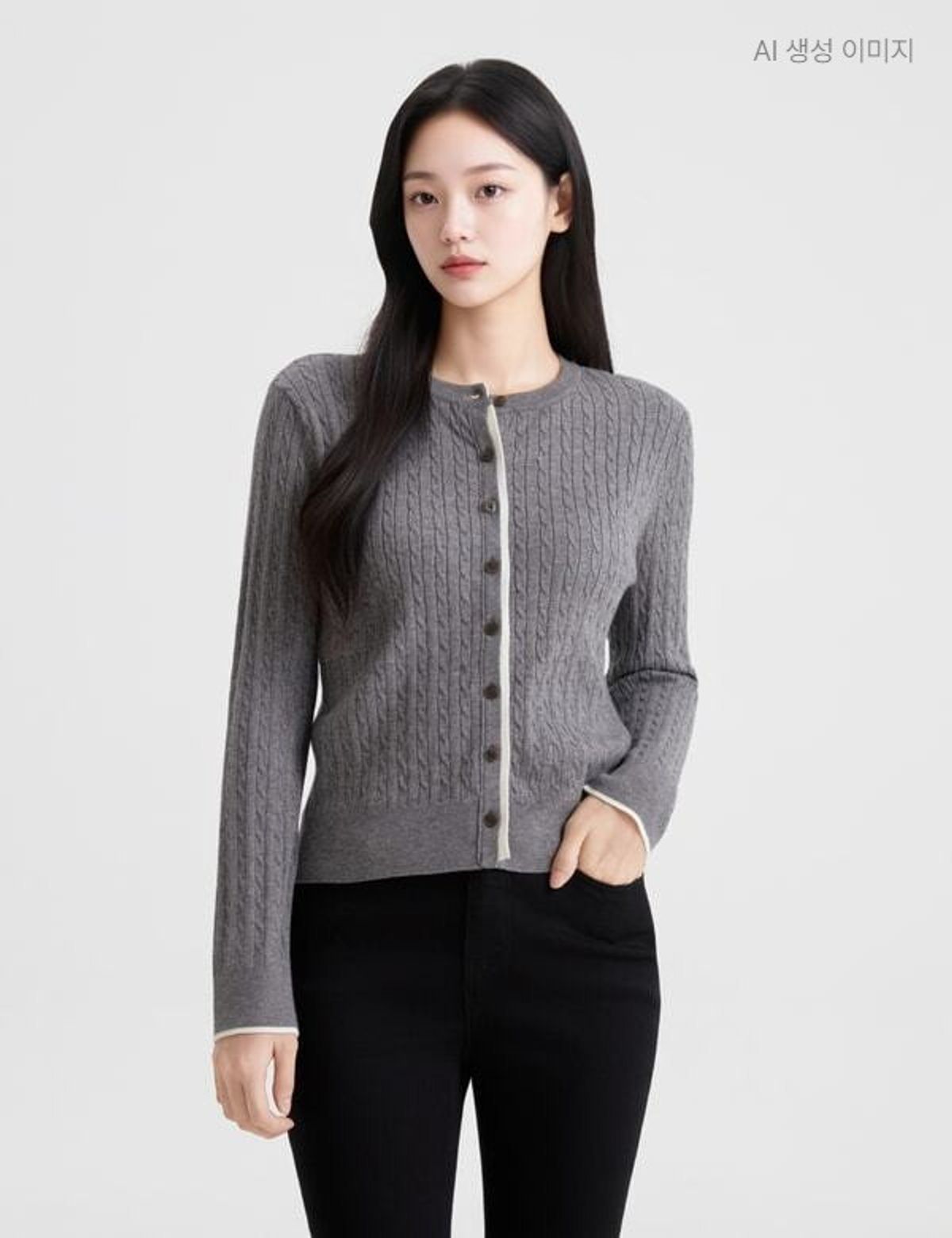 로엠(ROEM) 올데이 라운드넥 케이블 가디건 RMCKG49A12