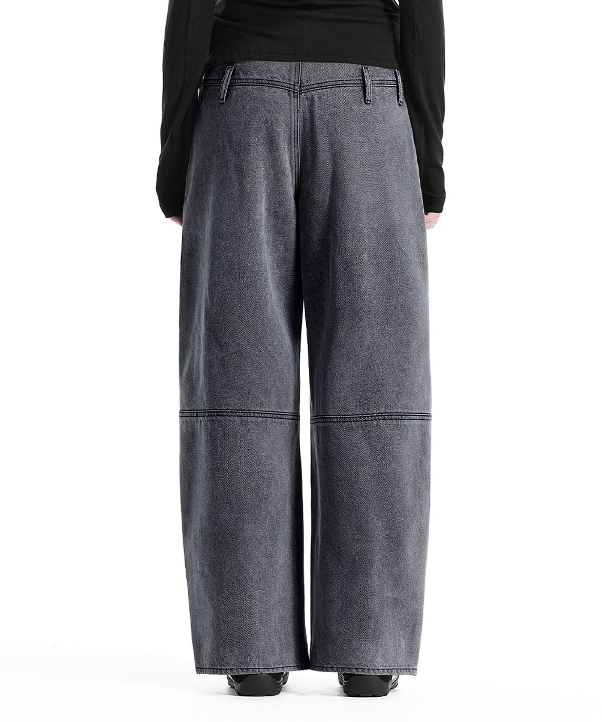 트리밍버드(TREEMINGBIRD) Double Belt Loop Distressed Balloon Denim [ Gray ]