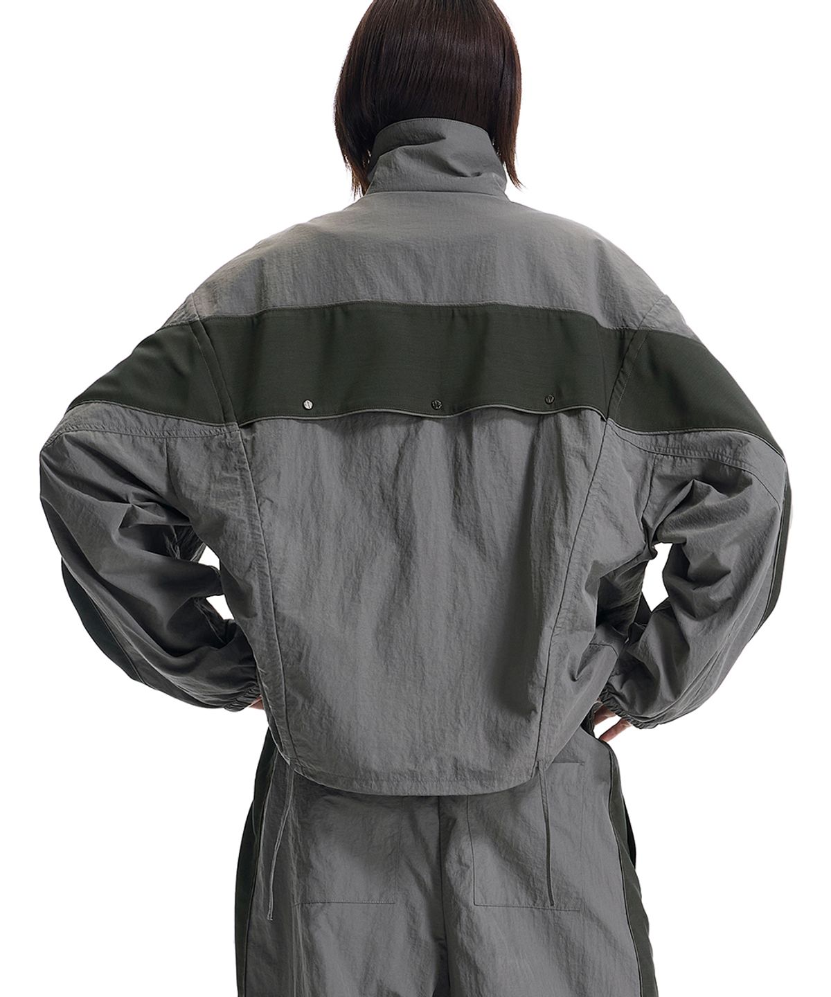 트리밍버드(TREEMINGBIRD) Linear Contrast Track Set-Up Jacket [ Gray ]