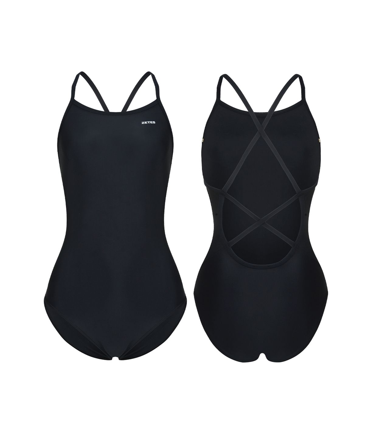제테스(ZETES) 여성 하이드로글라이드 크로스 딥 티어드롭백 원피스 수영복 BLACK L9A6051