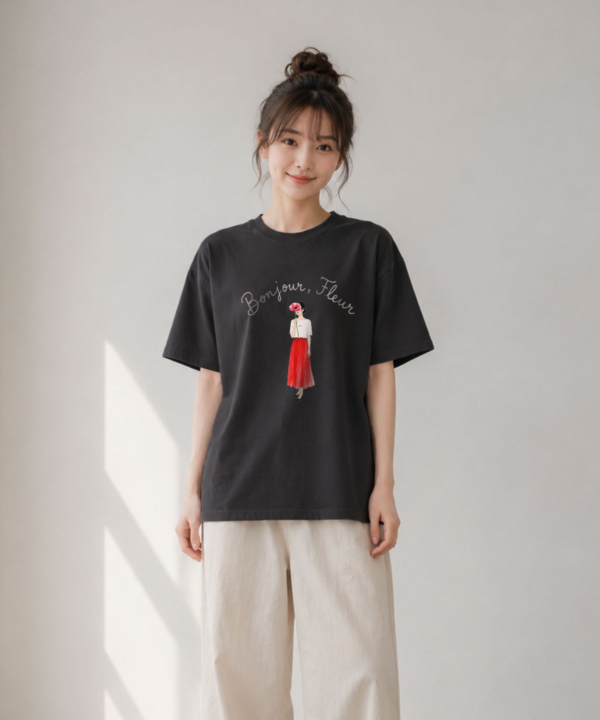 원헌드레드퍼센트(OHP) OHPxJOY 봉주르 피그먼트 반팔티