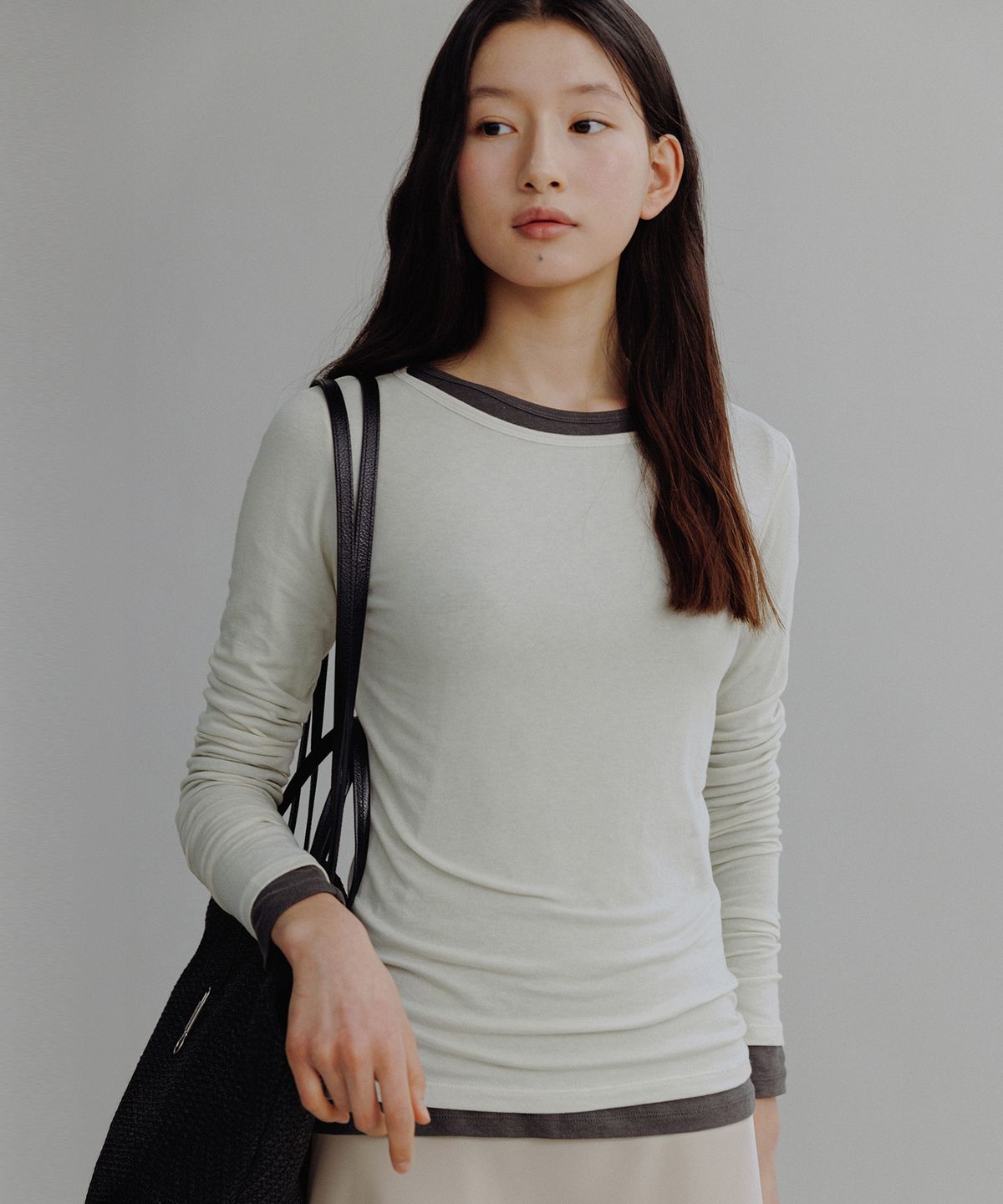 망고매니플리즈(MANGO MANY PLEASE) NILAH LAYERED TEE_MUTE CREAM