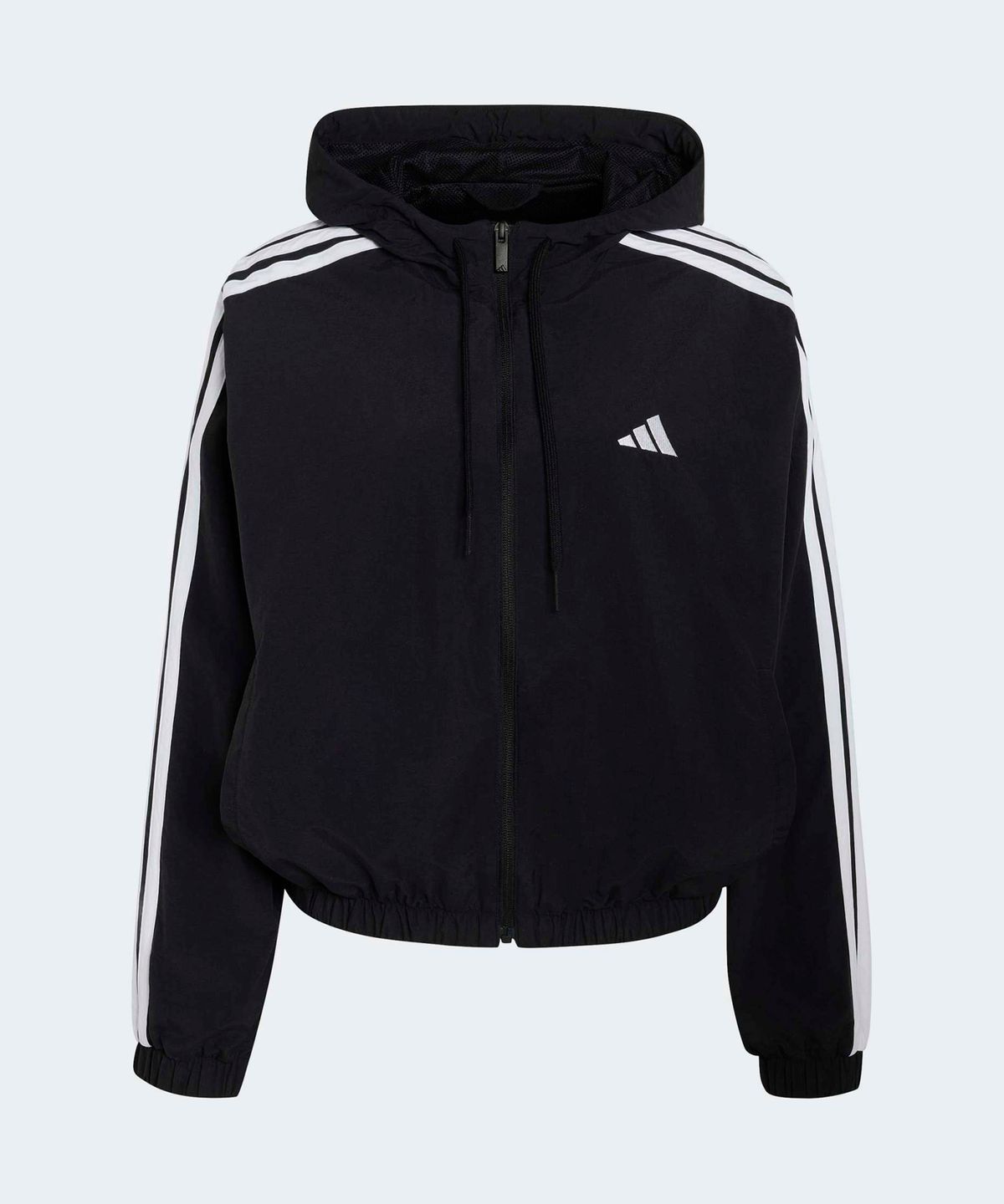 아디다스(ADIDAS) 에센셜 3-스트라이프 우븐 윈드브레이커 - 블랙:화이트 / KF8430