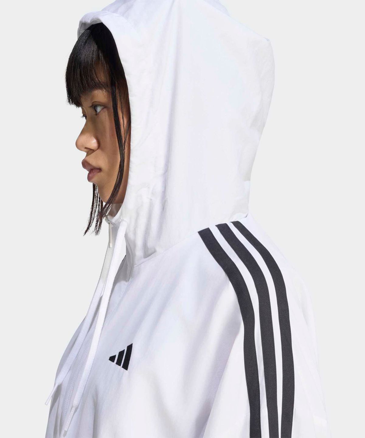아디다스(ADIDAS) 에센셜 3-스트라이프 우븐 윈드브레이커 - 화이트:블랙 / KX0783