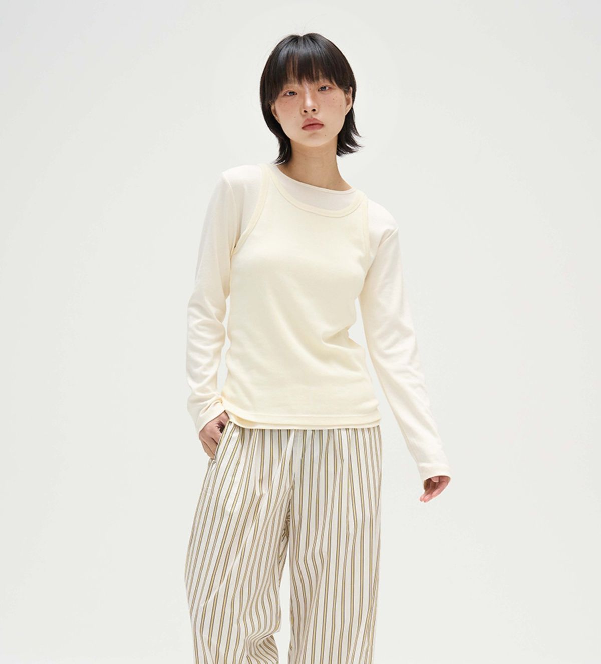 핀카(FINCA) YE101.0 원마일 팬츠_레이어 옐로우 체인 스트라이프 2SIZES