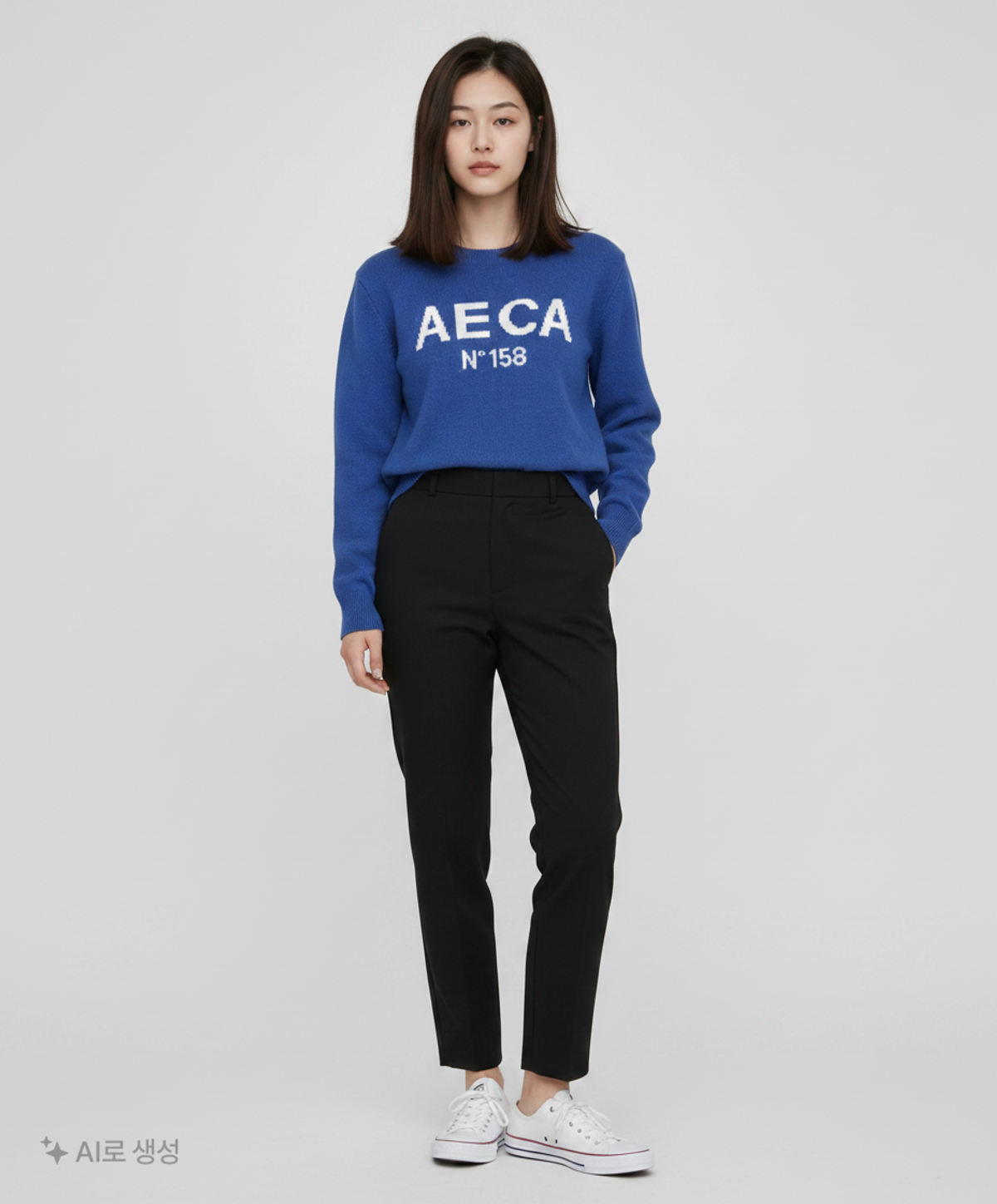 에이카화이트(AECA) AECA BIG LOGO WOOL KNIT-BLUE S