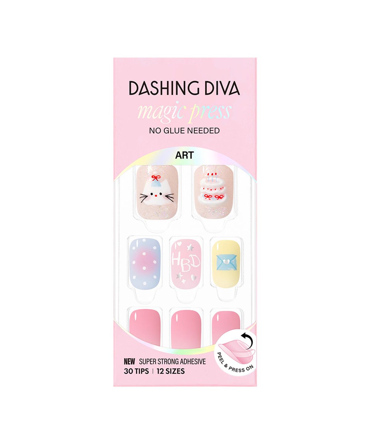 데싱디바(DASINGDIVA) 매직프레스 해피 버스데이 (레귤러 라운드) 네일팁