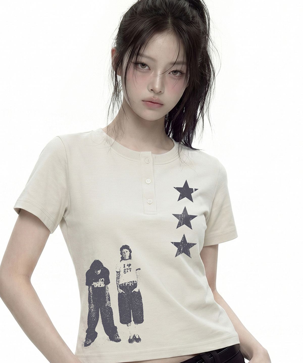 그레이버(GRAVER) [UNISEX]STAR3 헨리넥반팔티 2color