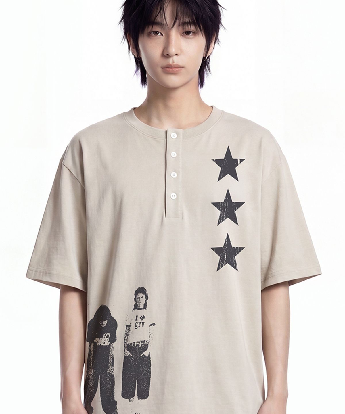 그레이버(GRAVER) [UNISEX]STAR3 헨리넥반팔티 2color