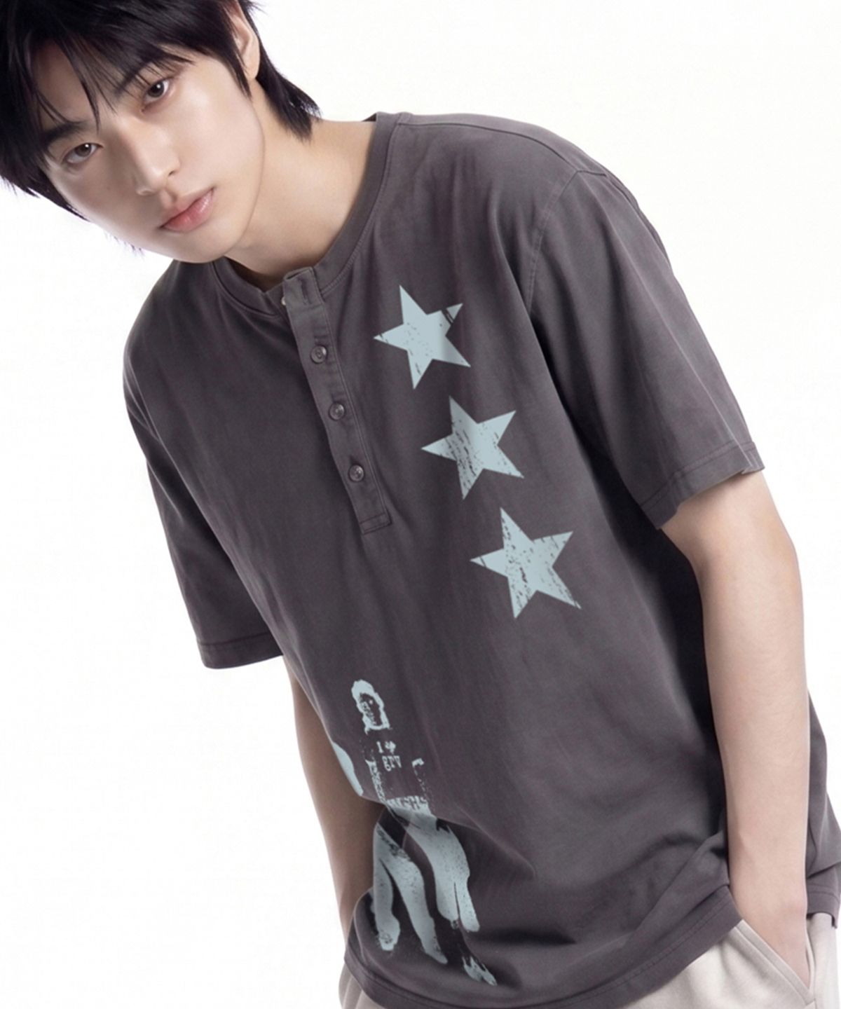 그레이버(GRAVER) [UNISEX]STAR3 헨리넥반팔티 2color