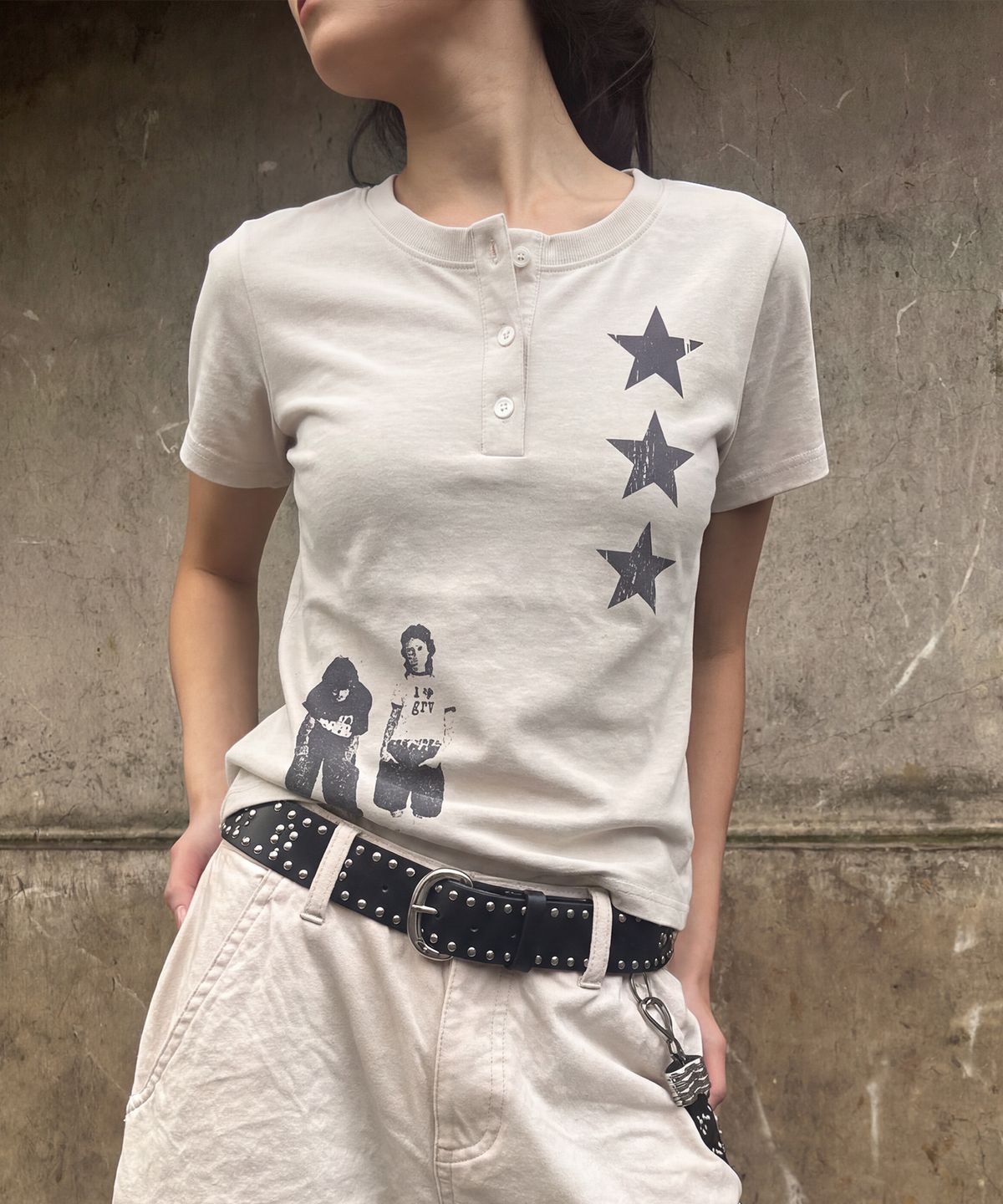 그레이버(GRAVER) [UNISEX]STAR3 헨리넥반팔티 2color