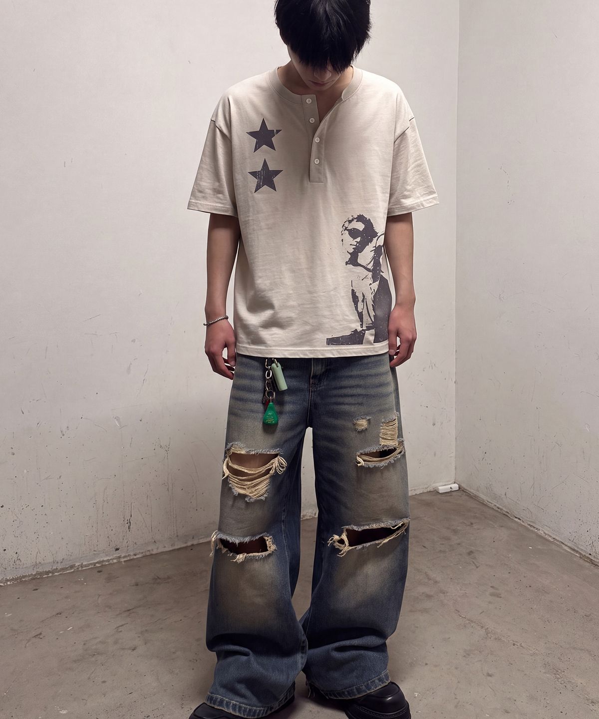 그레이버(GRAVER) [UNISEX]STAR2 헨리넥반팔티 2color