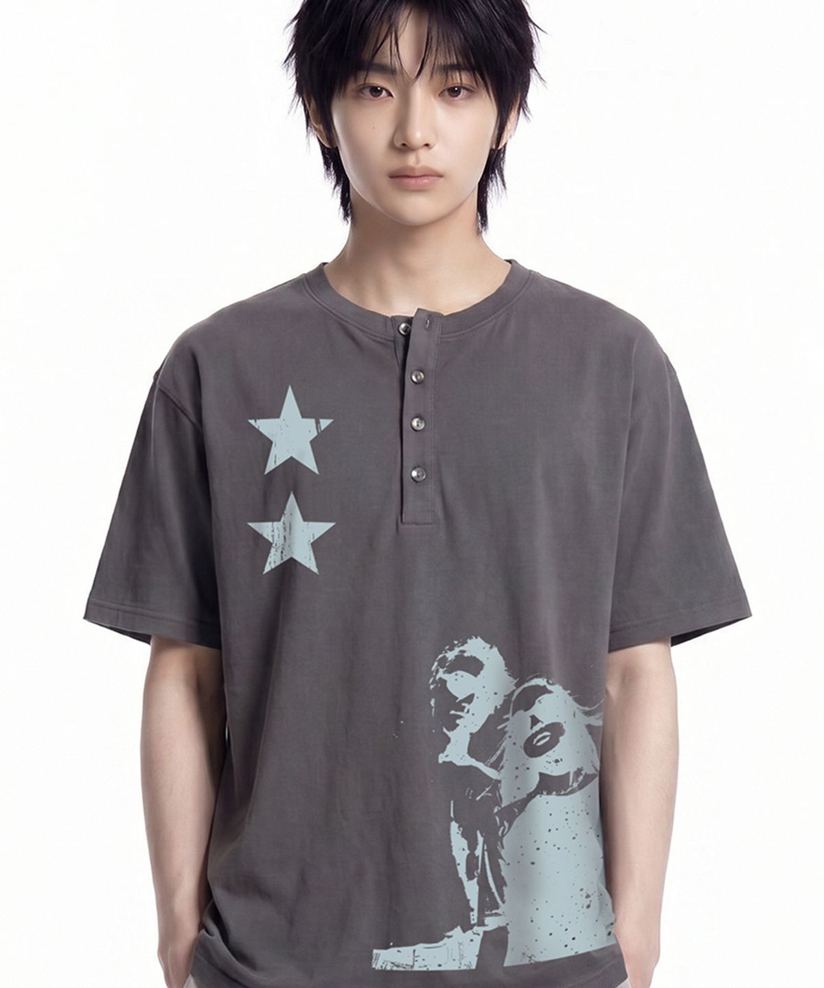 그레이버(GRAVER) [UNISEX]STAR2 헨리넥반팔티 2color