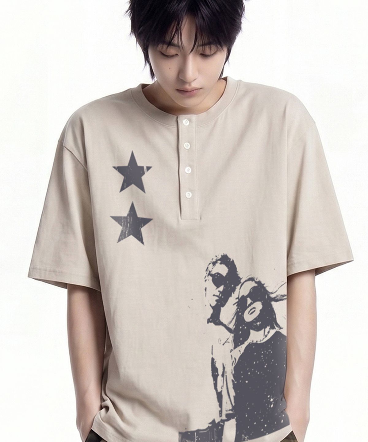 그레이버(GRAVER) [UNISEX]STAR2 헨리넥반팔티 2color