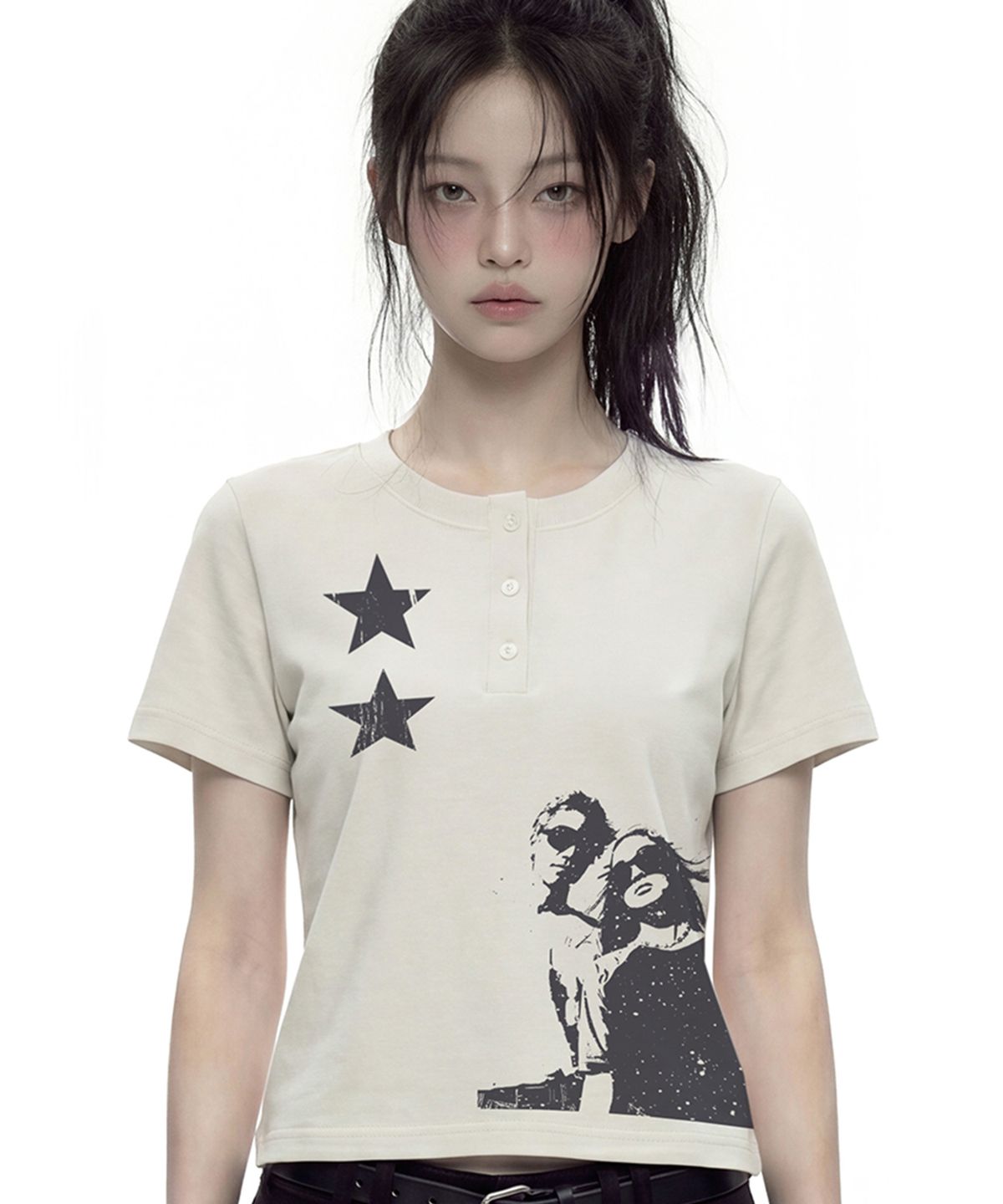 그레이버(GRAVER) [UNISEX]STAR2 헨리넥반팔티 2color