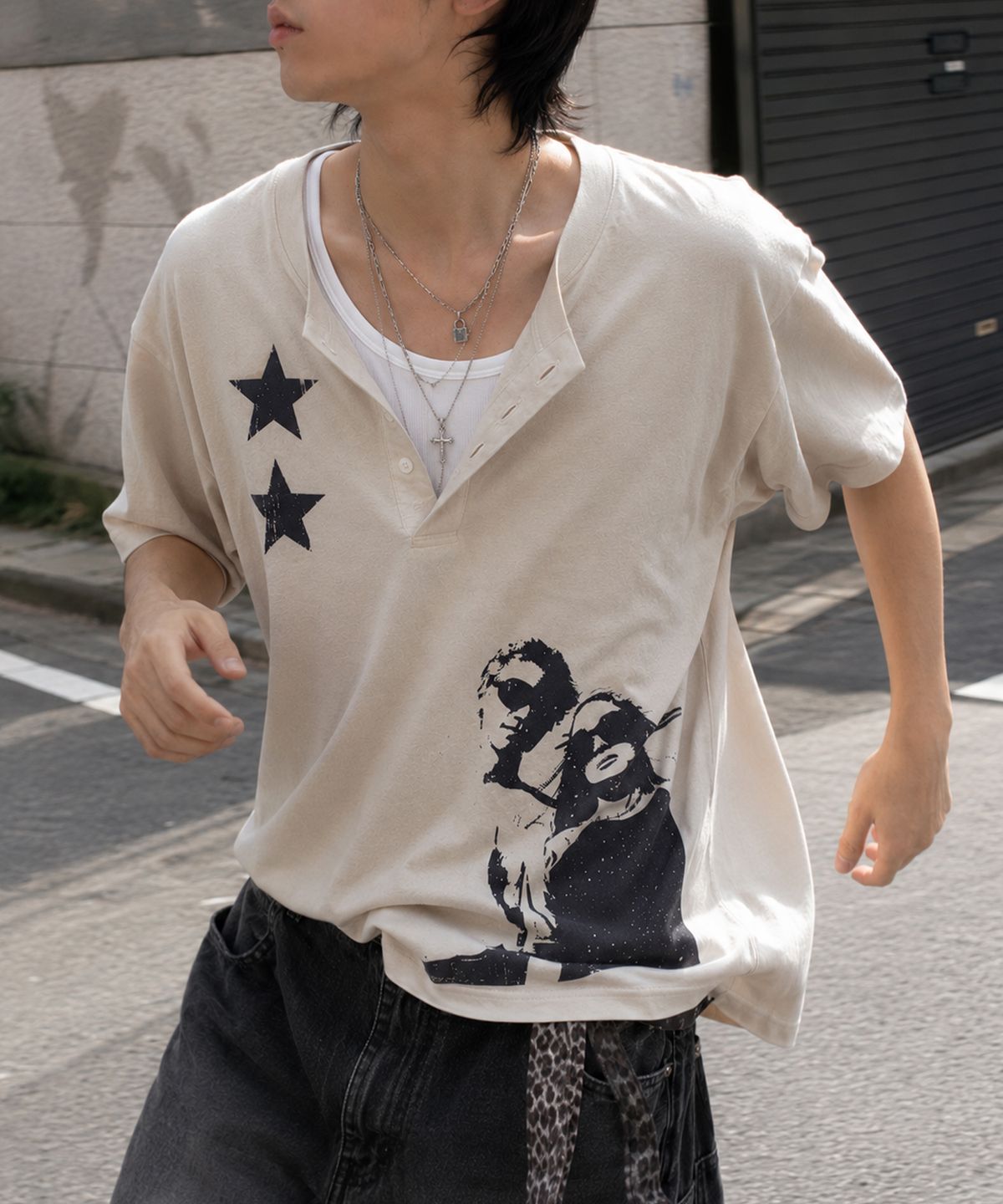 그레이버(GRAVER) [UNISEX]STAR2 헨리넥반팔티 2color