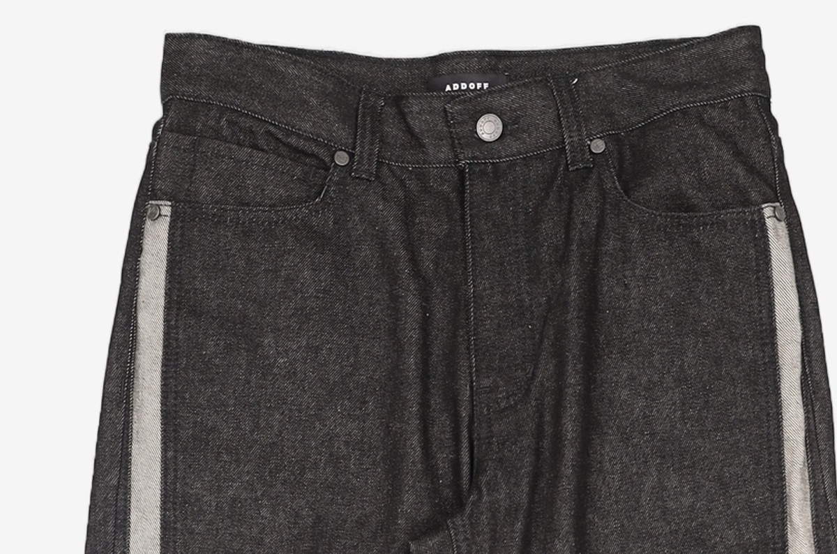 애드오프(ADDOFF) WAVE CURL LINE WIDE DENIM PANTS BLACK 48