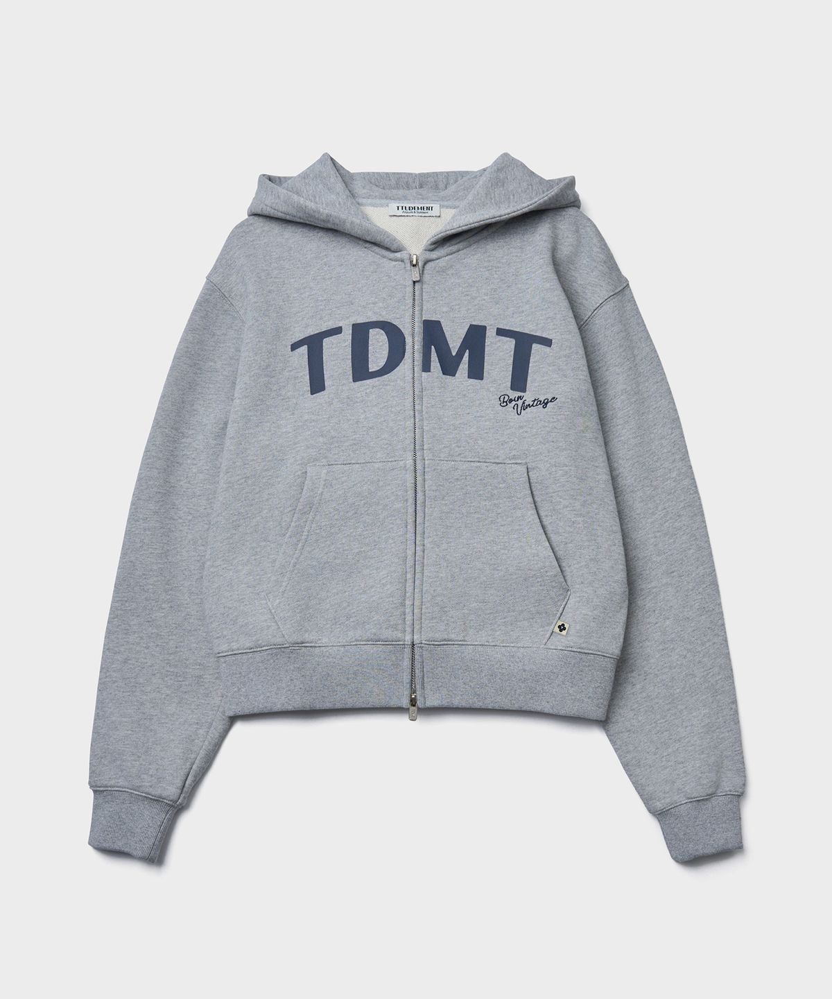 튜드먼트(TTUDEMENT) CROP HODDIE ZIP-UP_MELANGE GREY