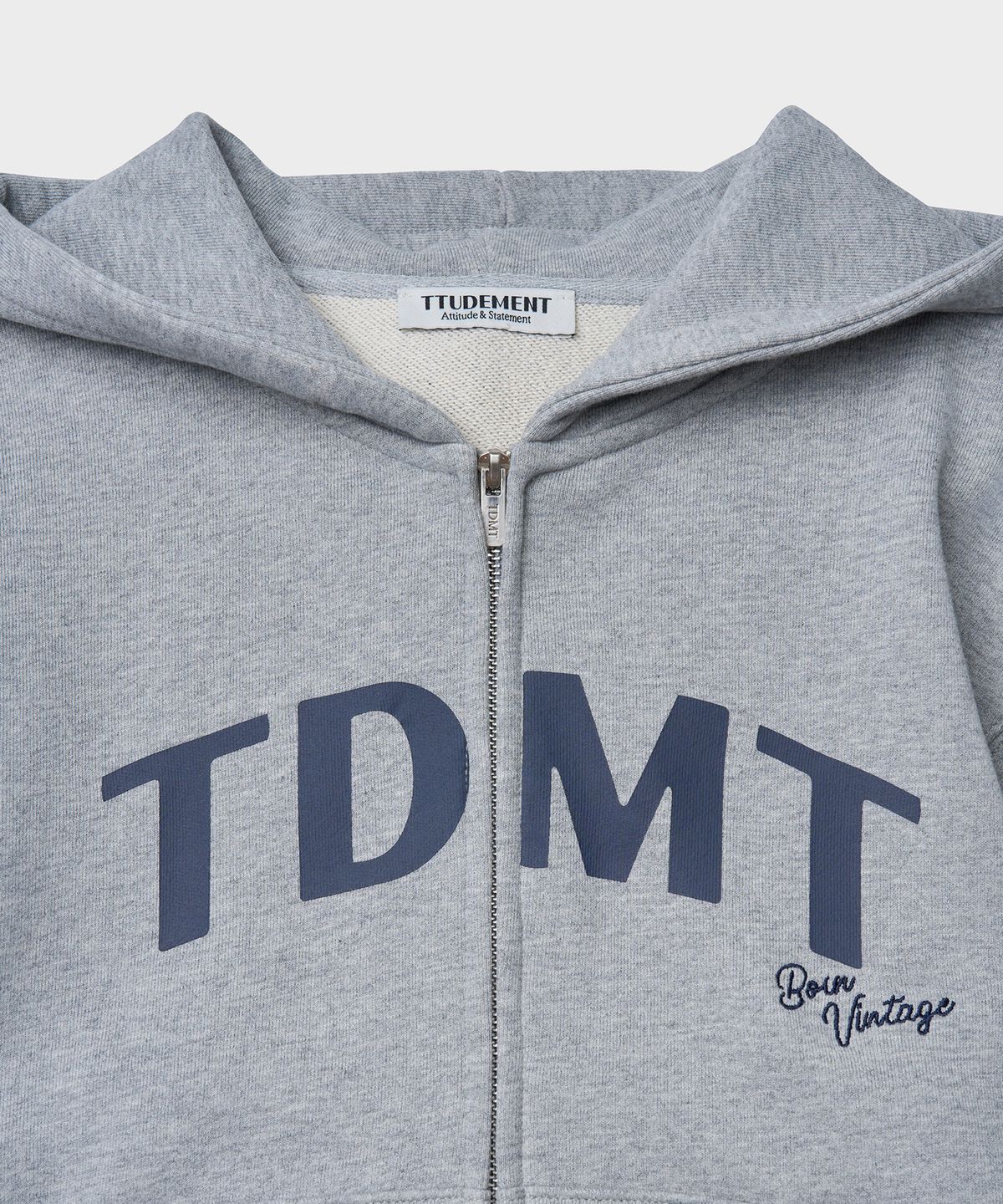 튜드먼트(TTUDEMENT) CROP HODDIE ZIP-UP_MELANGE GREY