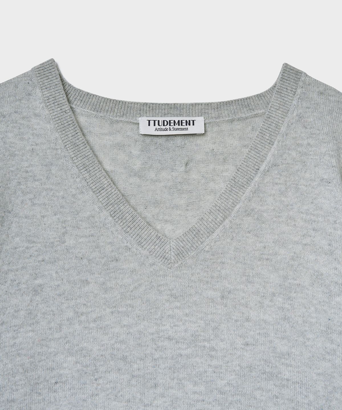 튜드먼트(TTUDEMENT) ESSENTIAL CASH BLEND V-NECK KNIT_MELANGE GREY