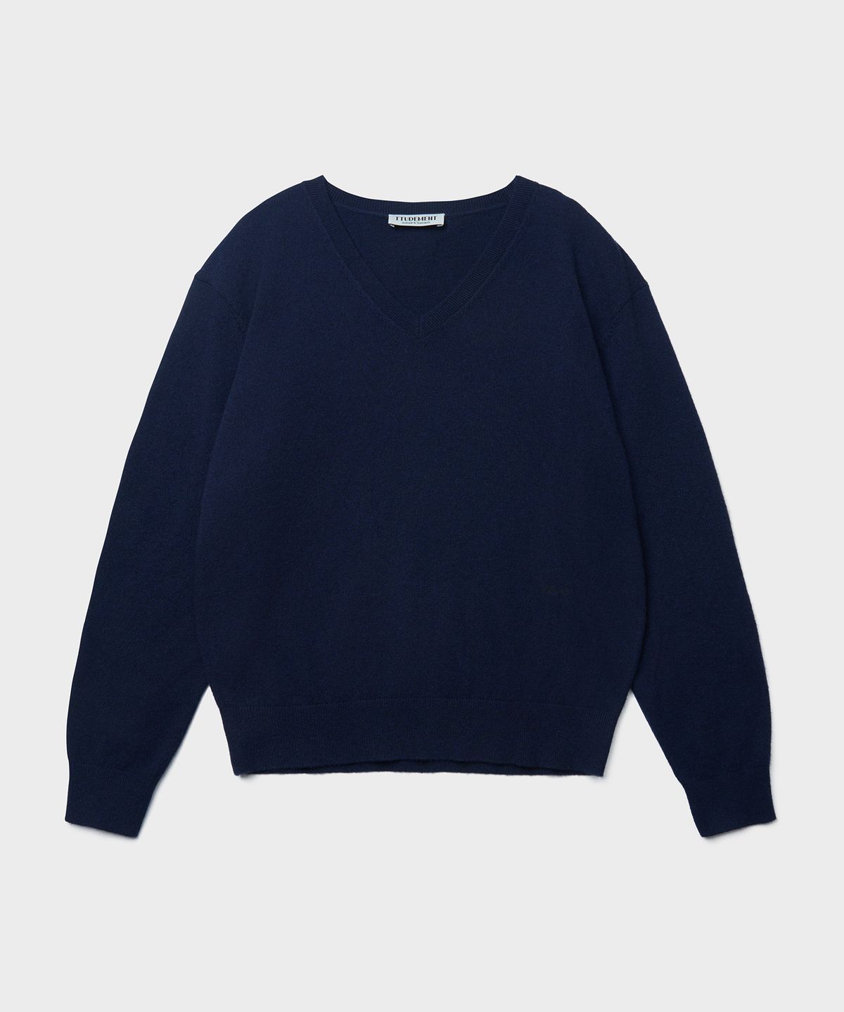 튜드먼트(TTUDEMENT) ESSENTIAL CASH BLEND V-NECK KNIT_NAVY