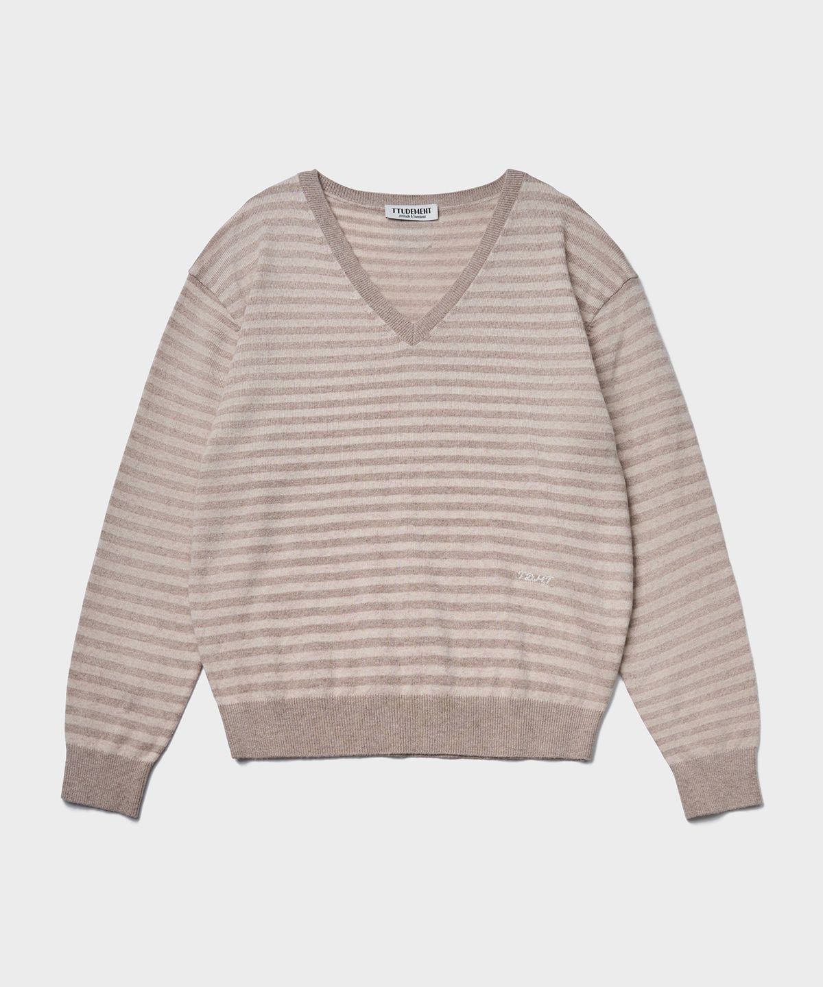 튜드먼트(TTUDEMENT) ESSENTIAL CASH BLEND STRIPE KNIT_PINK