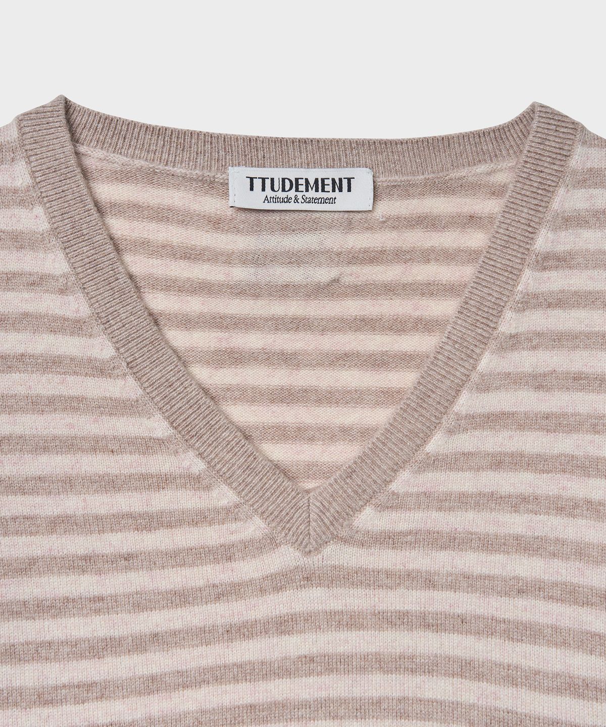 튜드먼트(TTUDEMENT) ESSENTIAL CASH BLEND STRIPE KNIT_PINK