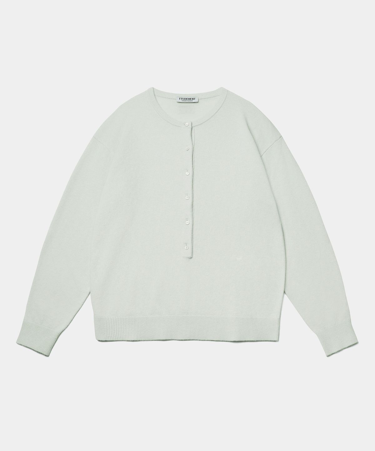 튜드먼트(TTUDEMENT) ESSENTIAL CASH BLEND HENLEY NECK KNIT_MINT