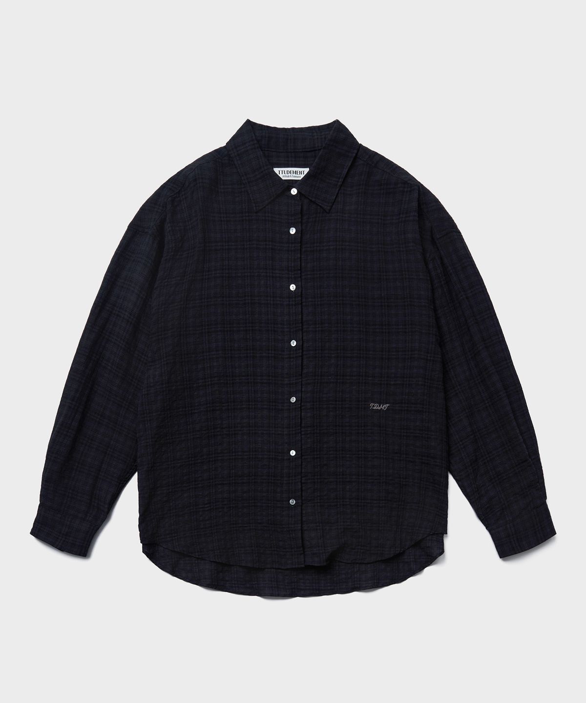 튜드먼트(TTUDEMENT) CHECK OVERSIZED SHIRT_CHARCOAL