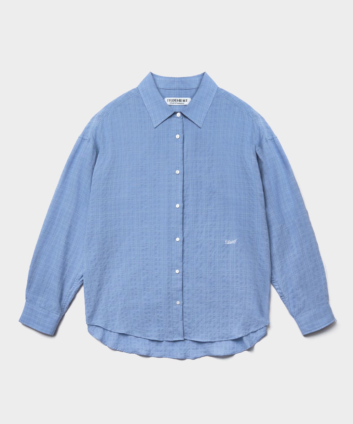 튜드먼트(TTUDEMENT) CHECK OVERSIZED SHIRT_BLUE