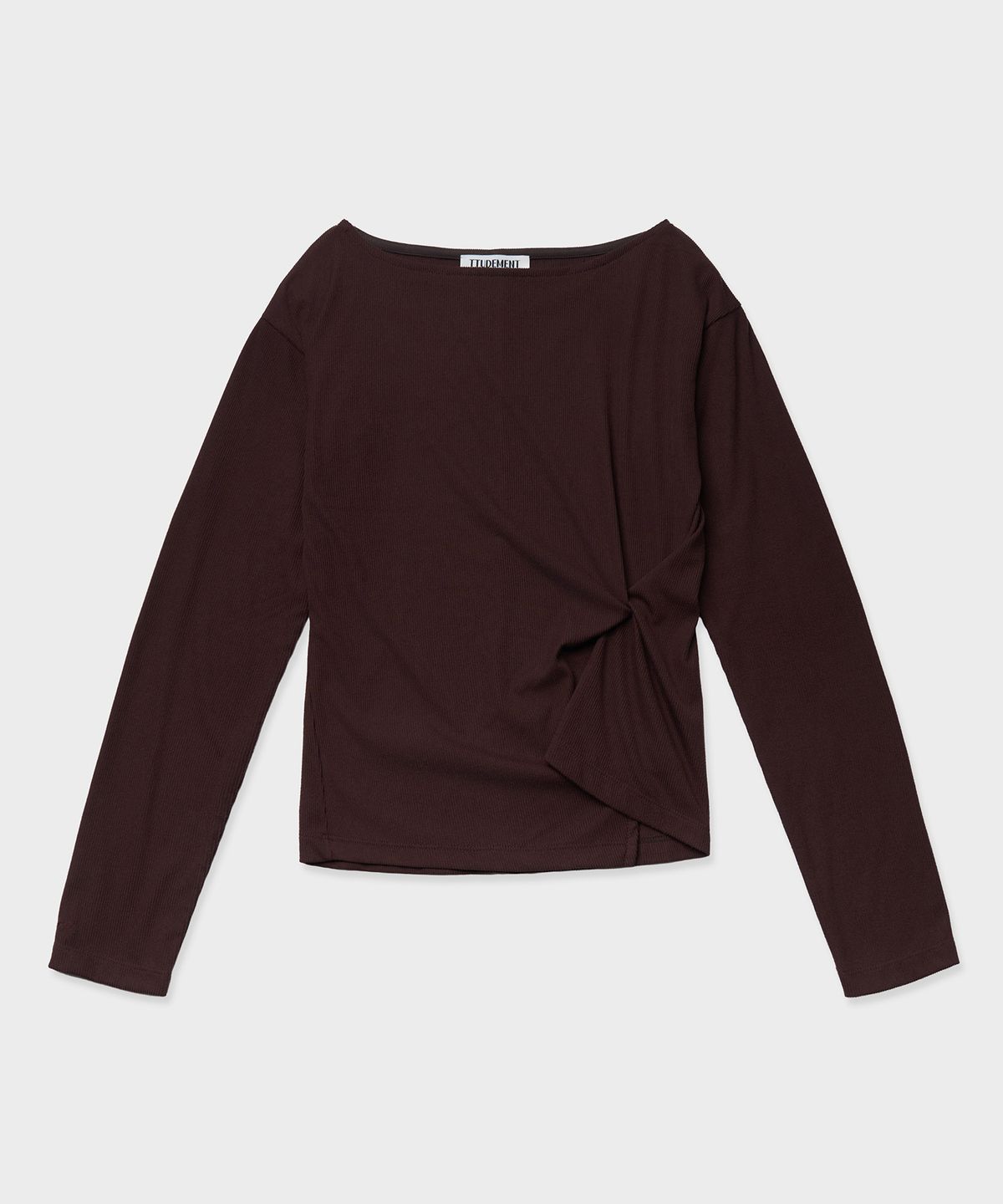 튜드먼트(TTUDEMENT) TWIST JERSEY BLOUSE_BROWN