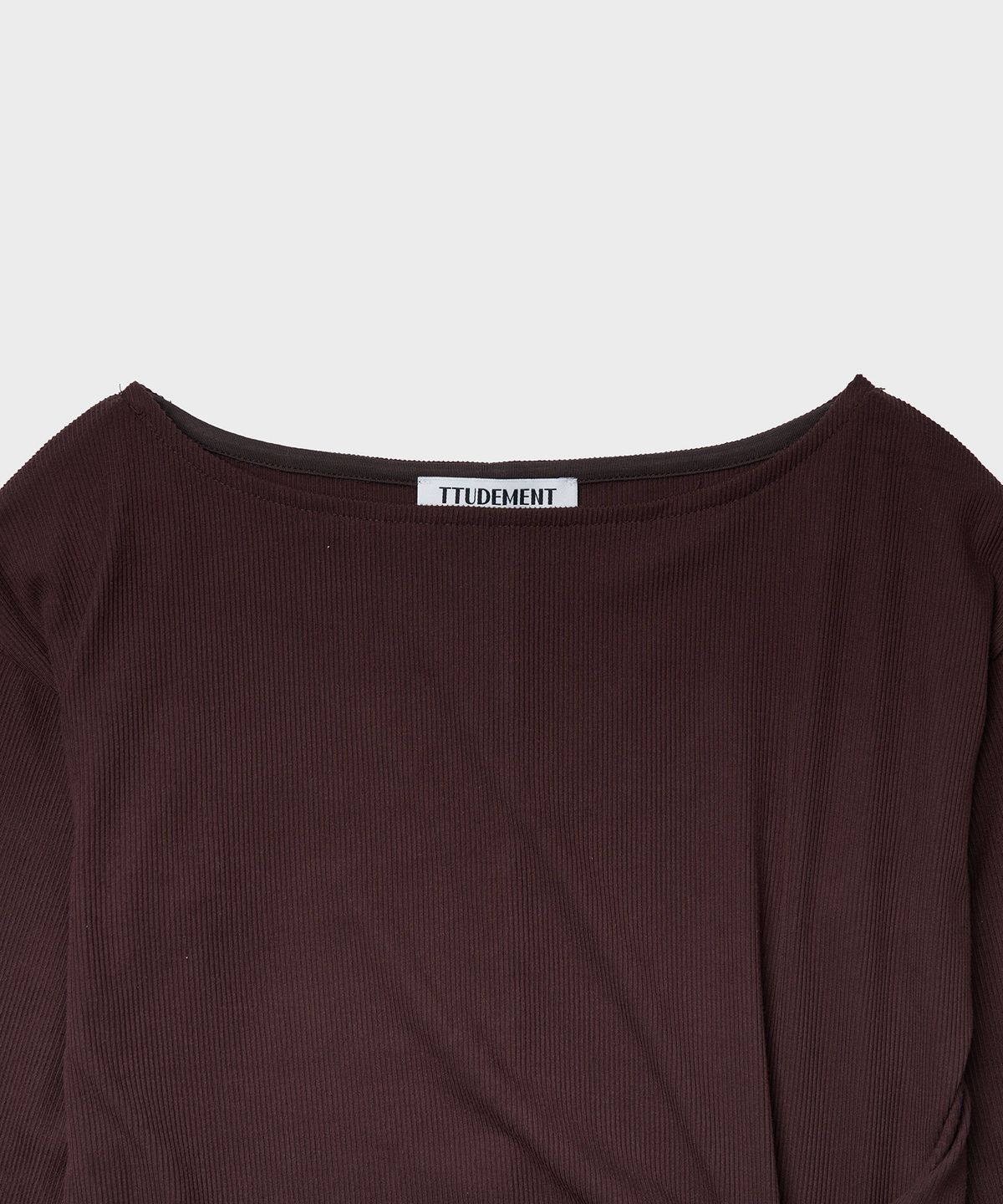 튜드먼트(TTUDEMENT) TWIST JERSEY BLOUSE_BROWN