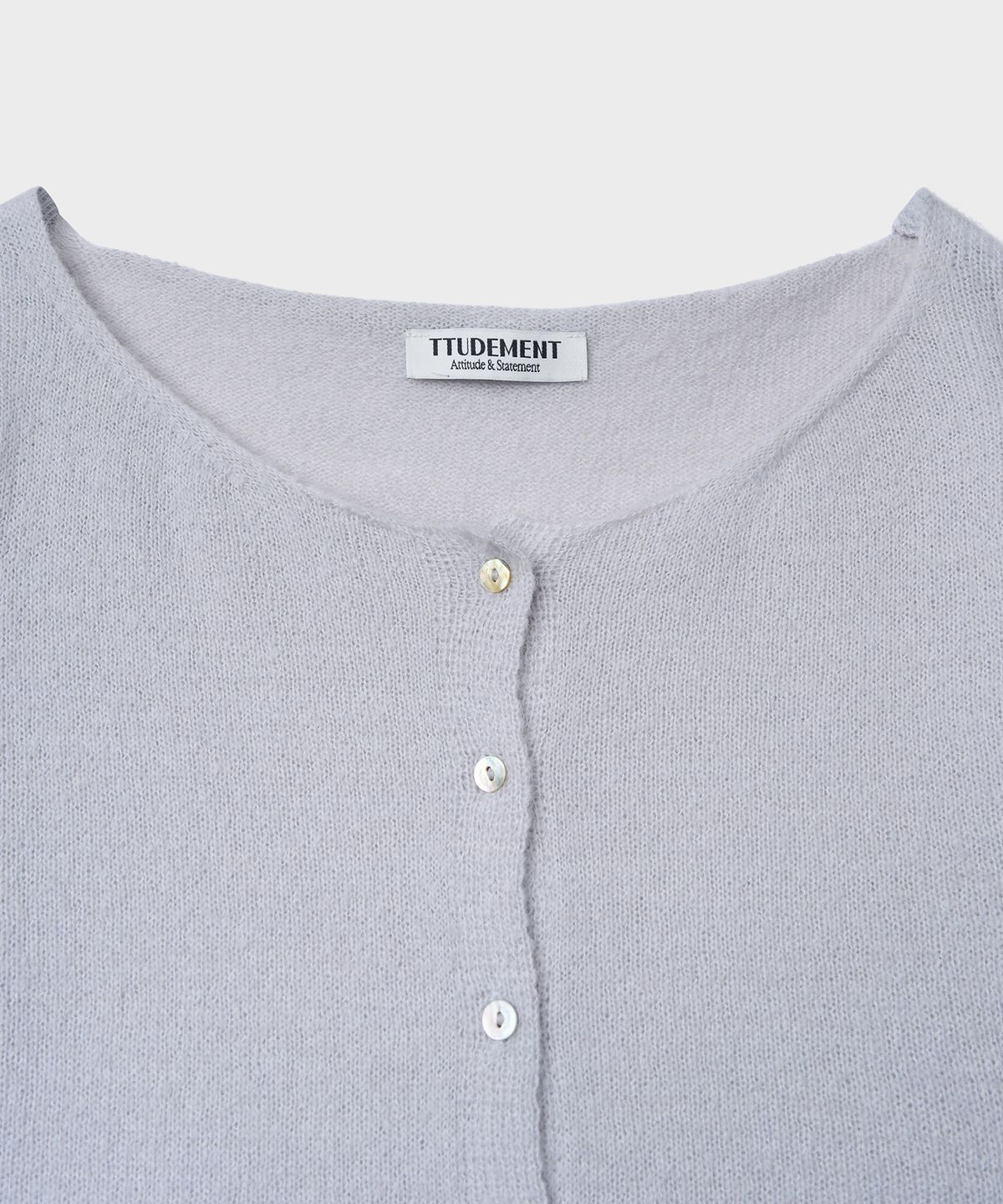 튜드먼트(TTUDEMENT) HAIRY WOOL ROUND CARDIGAN_LIGHT GREY