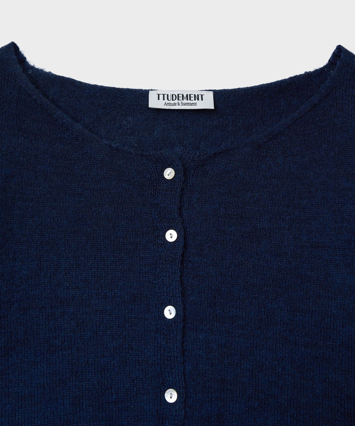 튜드먼트(TTUDEMENT) HAIRY WOOL ROUND CARDIGAN_NAVY