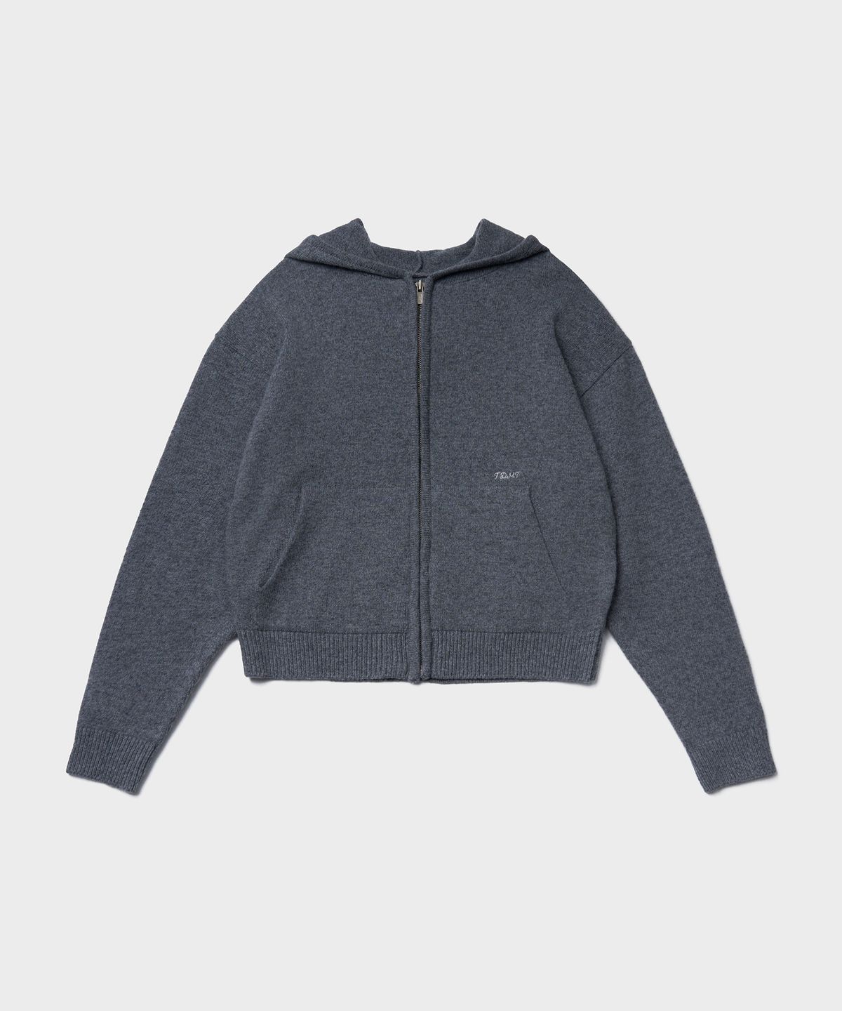 튜드먼트(TTUDEMENT) HOODIE ZIP-UP KNIT CARDIGAN_GREY