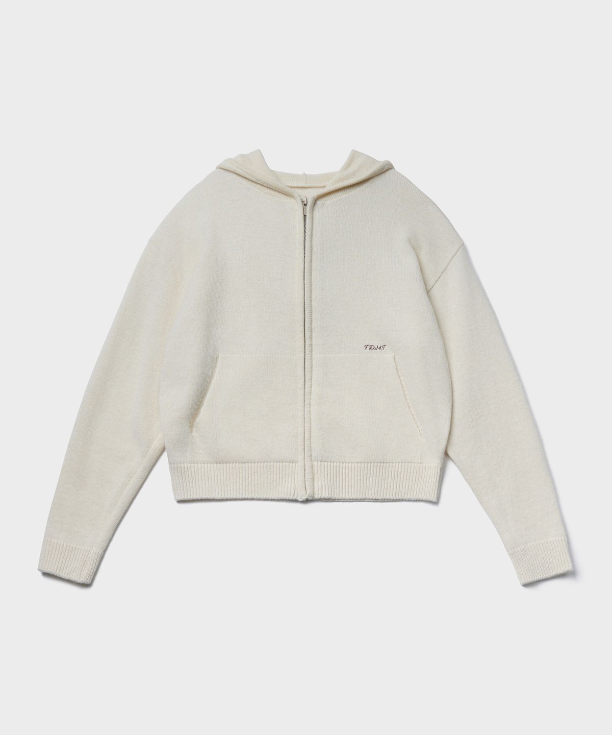 튜드먼트(TTUDEMENT) HOODIE ZIP-UP KNIT CARDIGAN_IVORY
