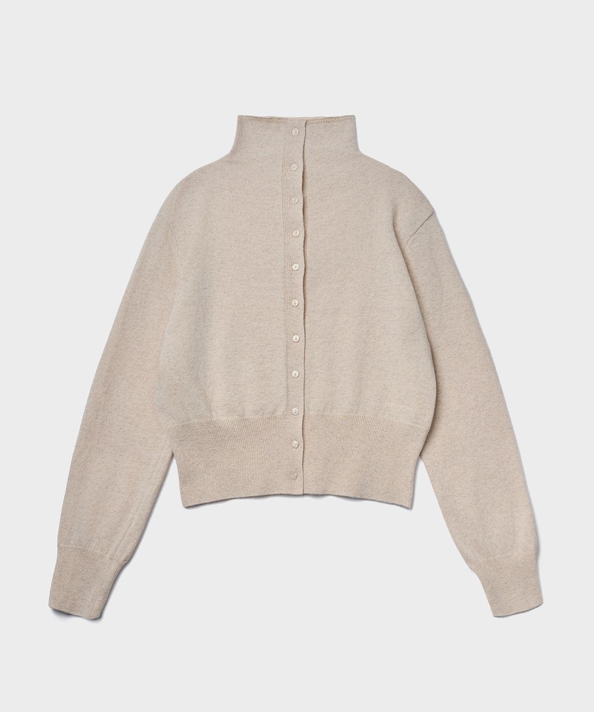 튜드먼트(TTUDEMENT) HIGH-NECK KNIT CARDIGAN_LIGHT BEIGE