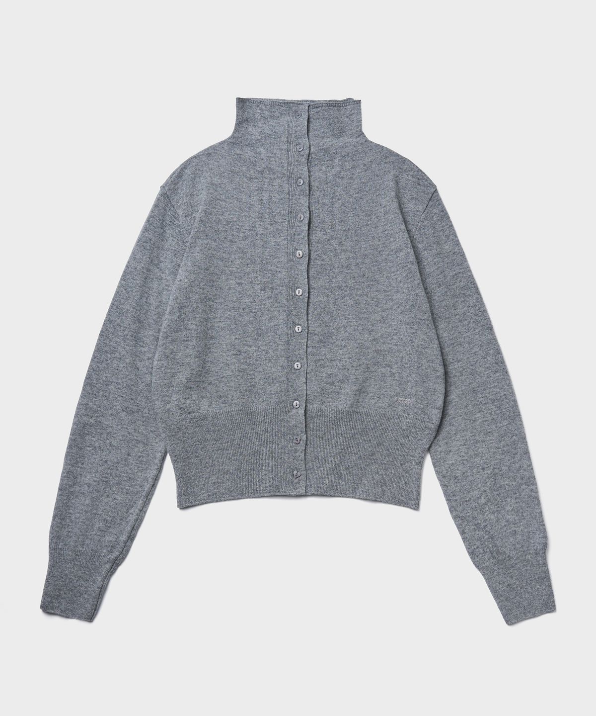 튜드먼트(TTUDEMENT) HIGH-NECK KNIT CARDIGAN_MELANGE GREY