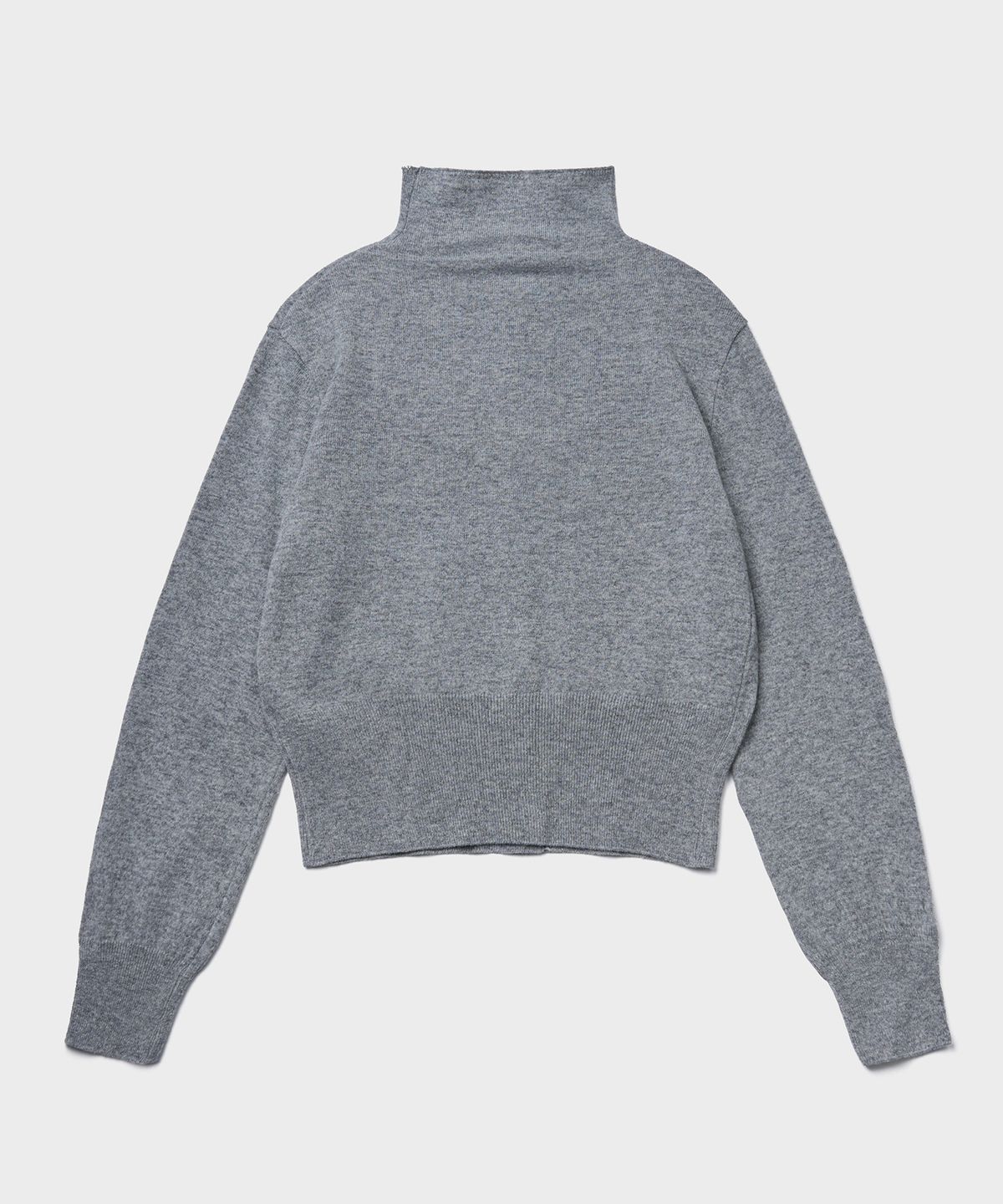 튜드먼트(TTUDEMENT) HIGH-NECK KNIT CARDIGAN_MELANGE GREY
